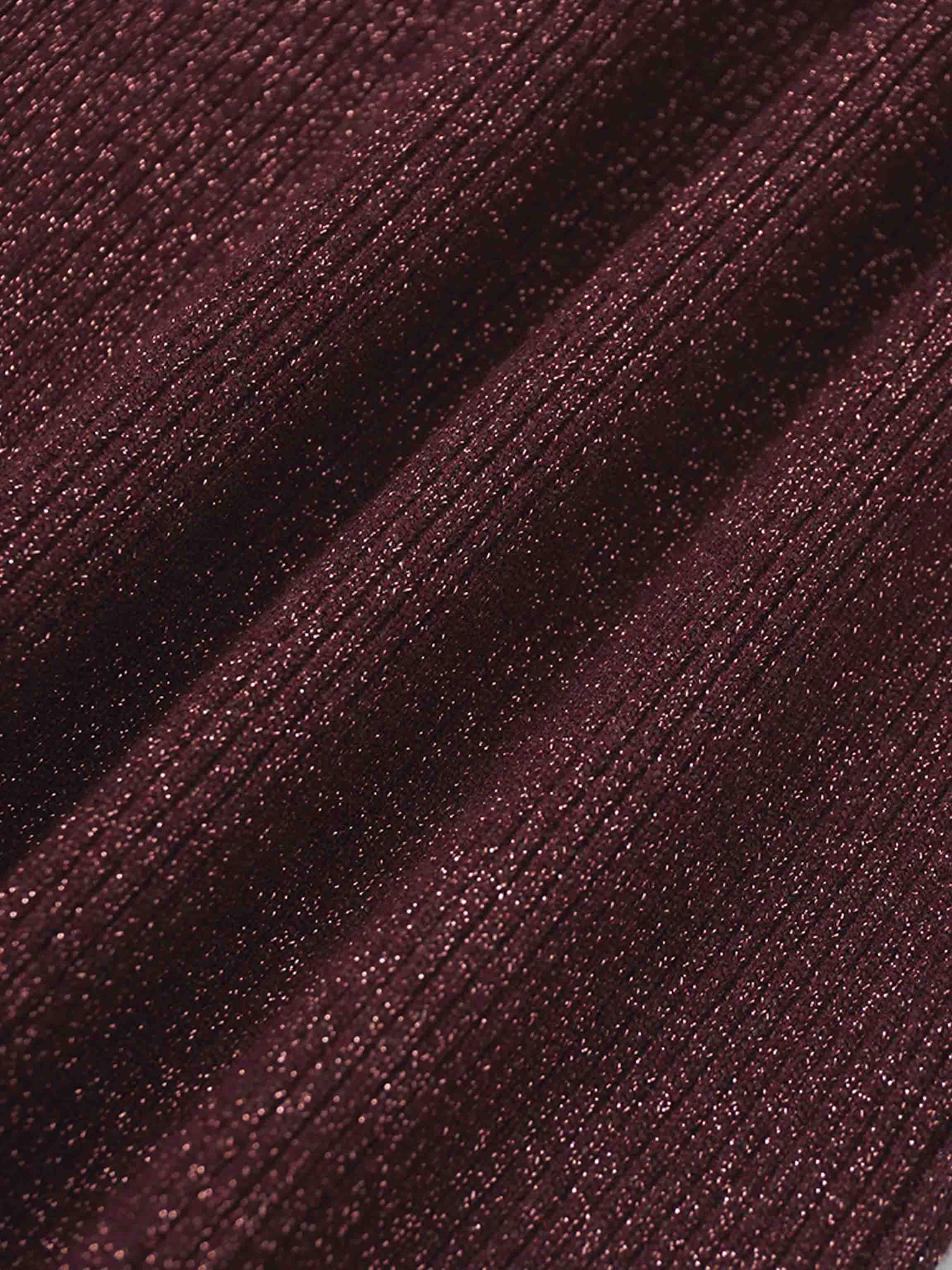 Lurex Ribbed Sweater-Heathered Burgundy