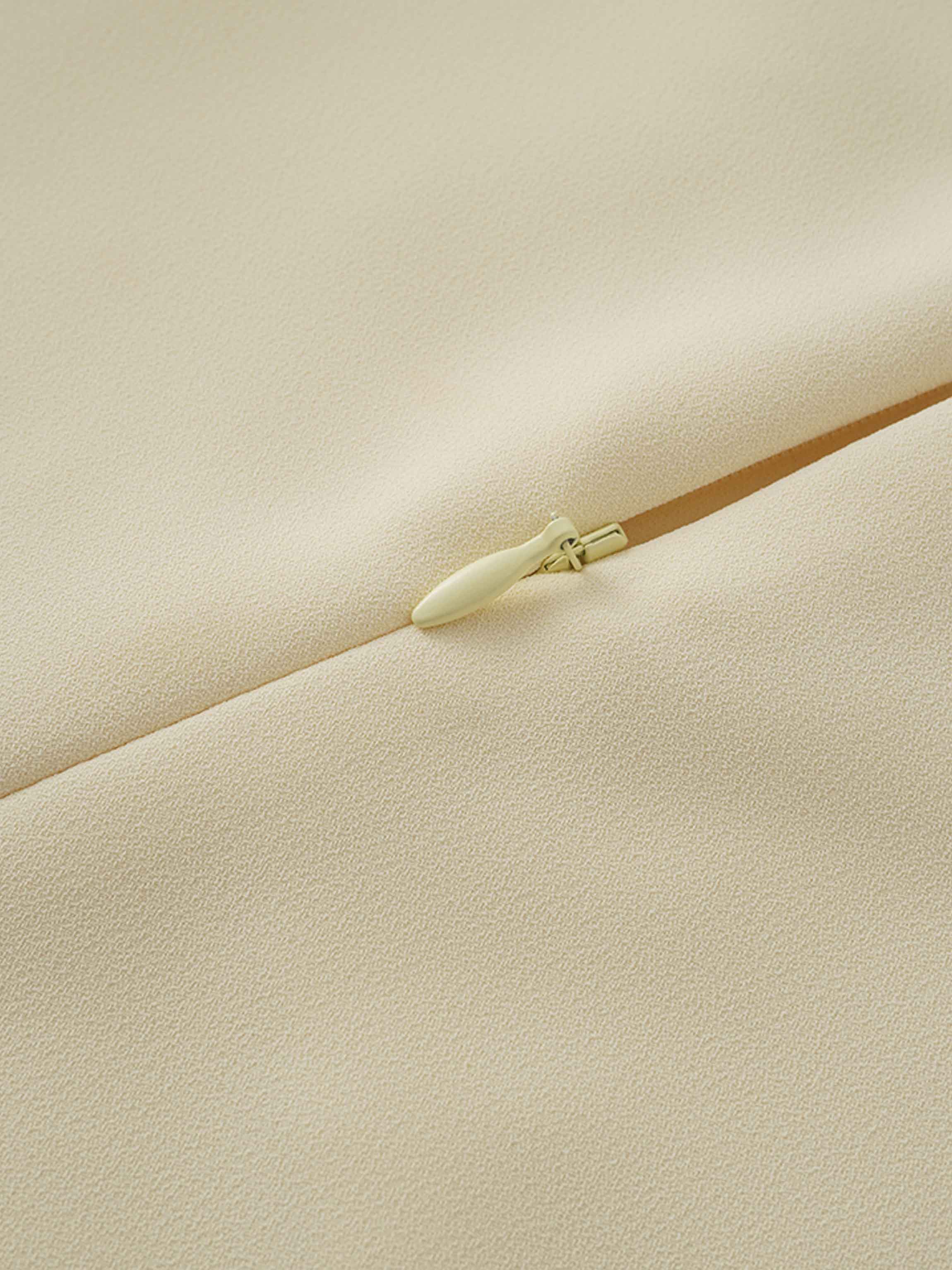 Faux Satin Crew Neck Slip Dress-Champagne