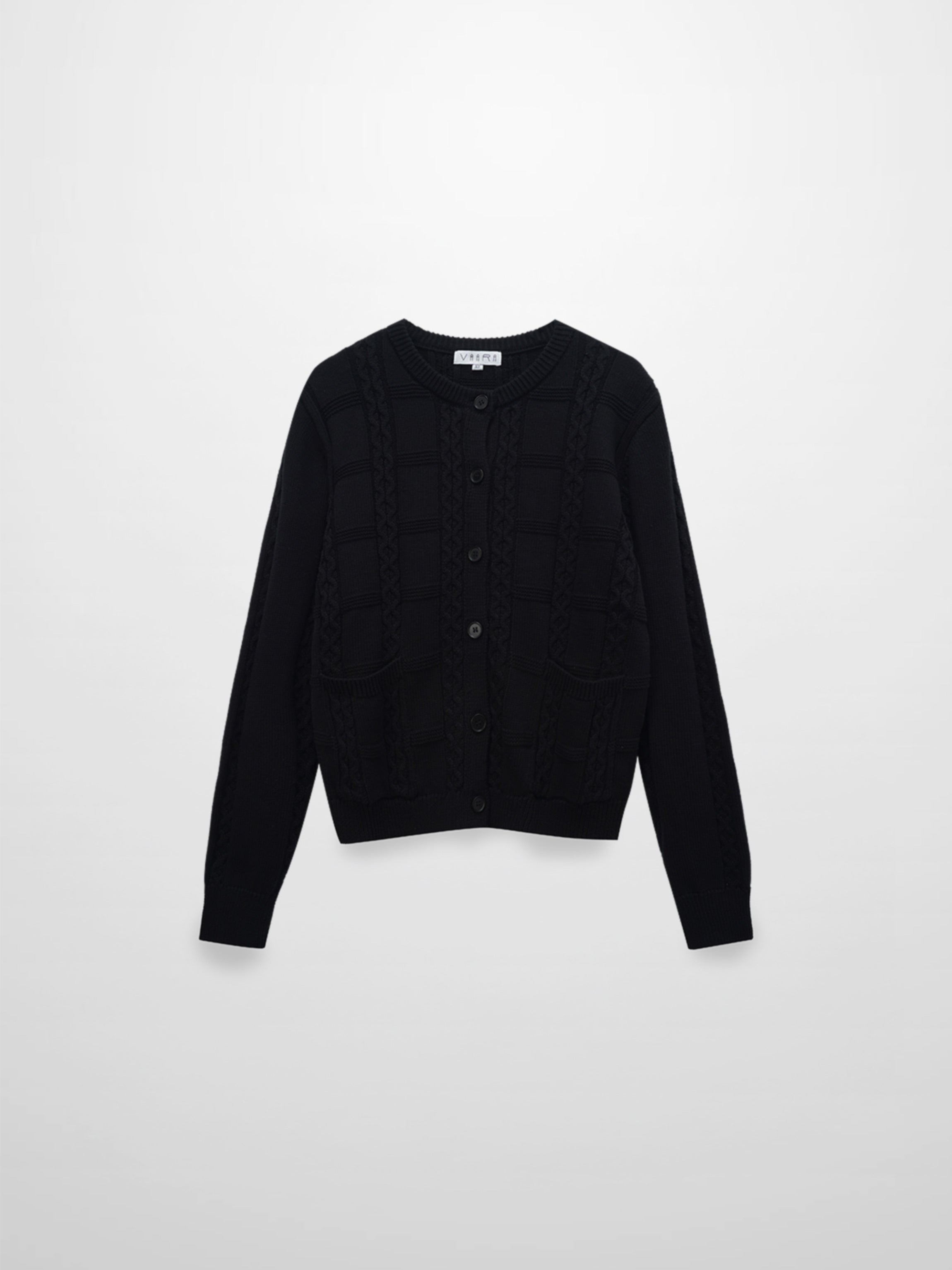 Cable Design Cardigan-Black