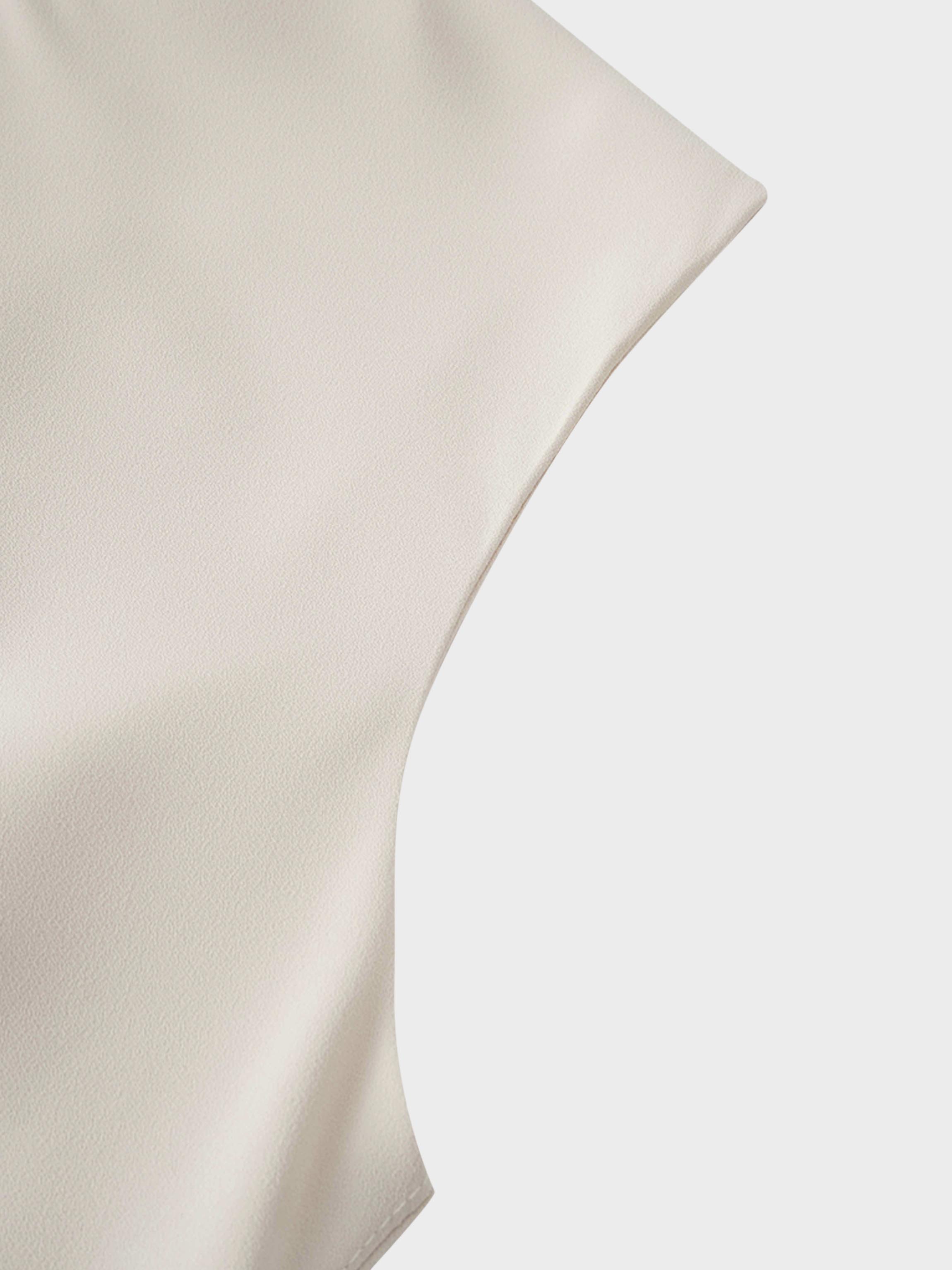 Faux Satin Crew Neck Slip Dress-White