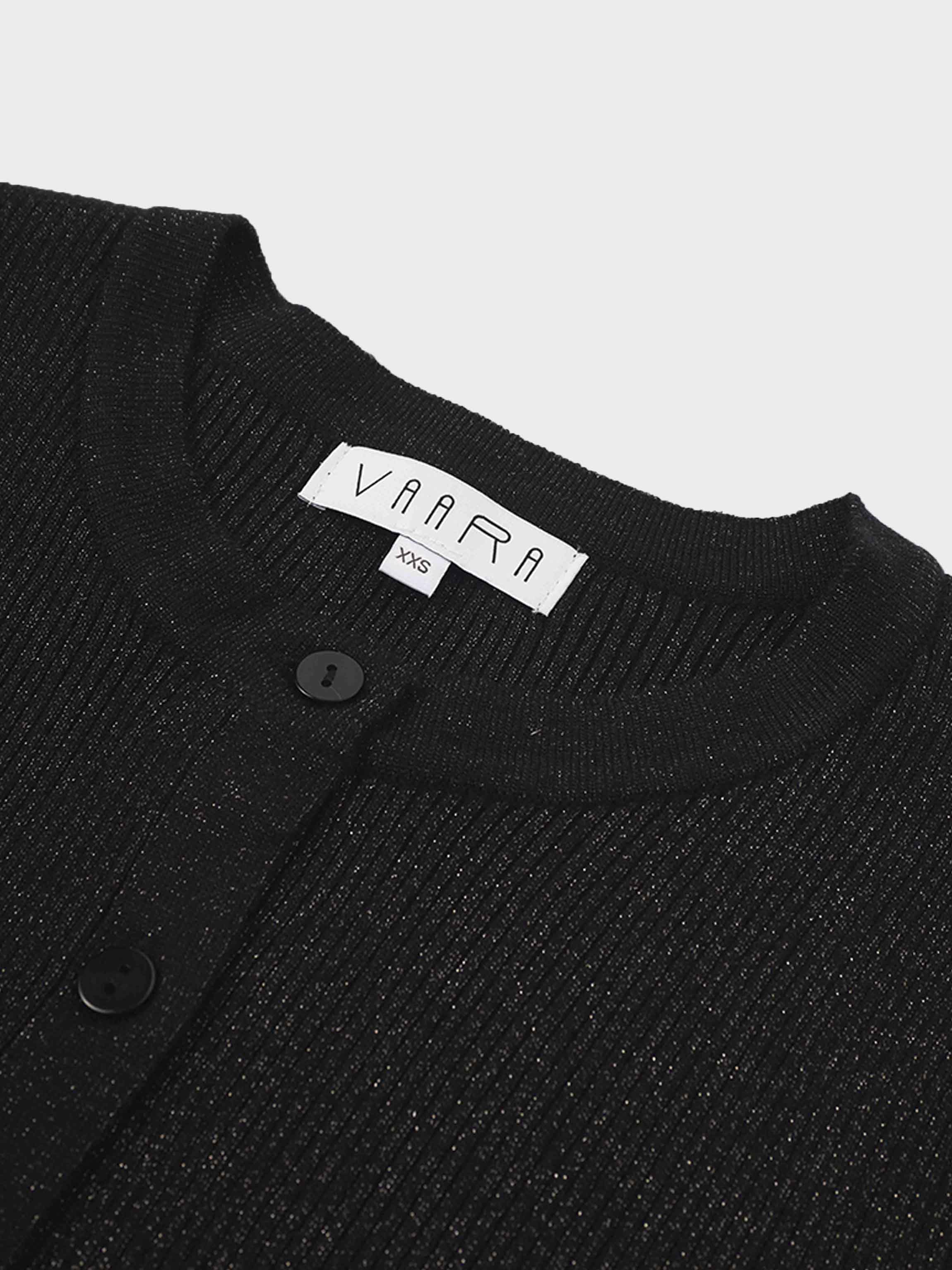 Lurex Ribbed Sweater-Black