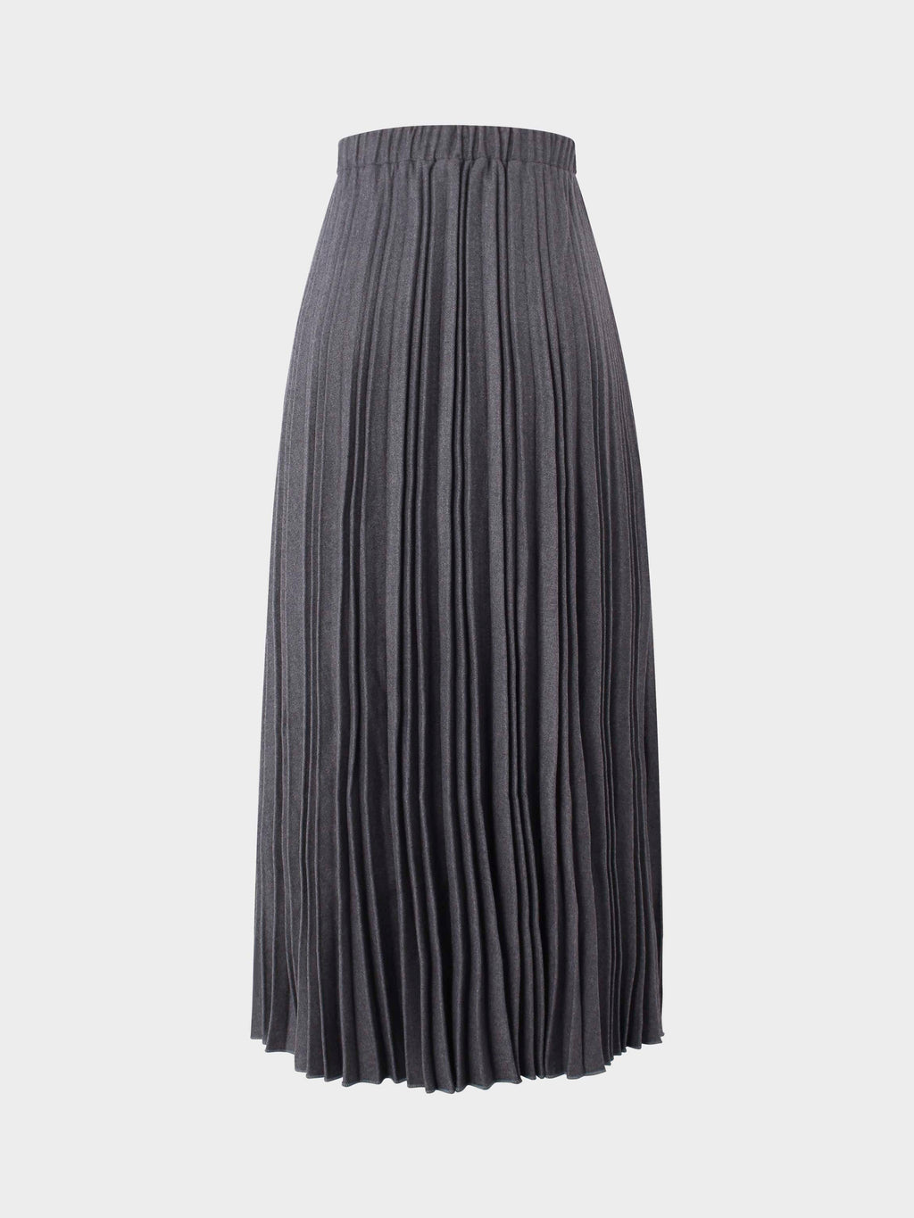 Wool Blend Pleated Skirt-Dark Grey