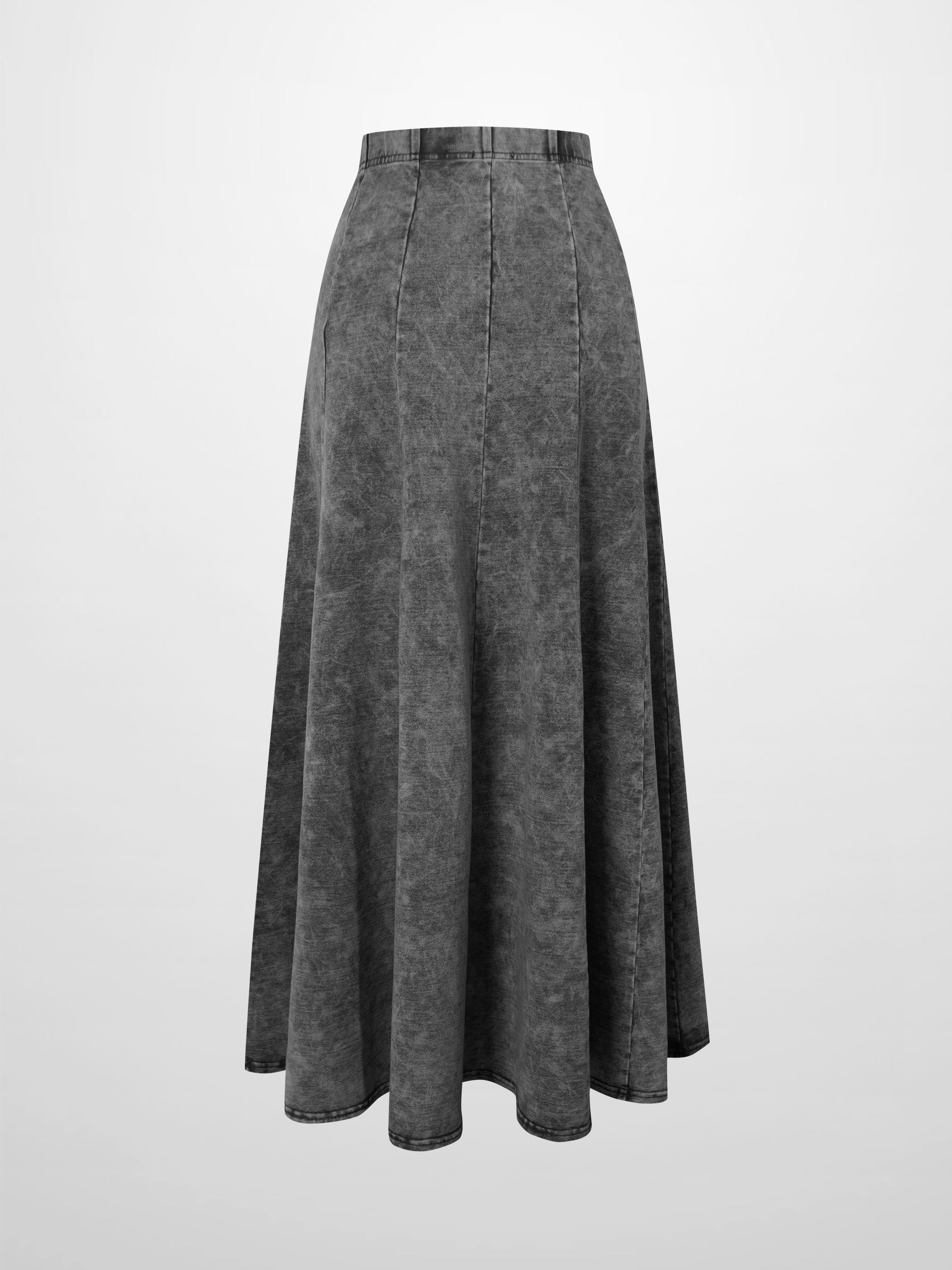 Paneled Flare Skirt 37"-Black Wash