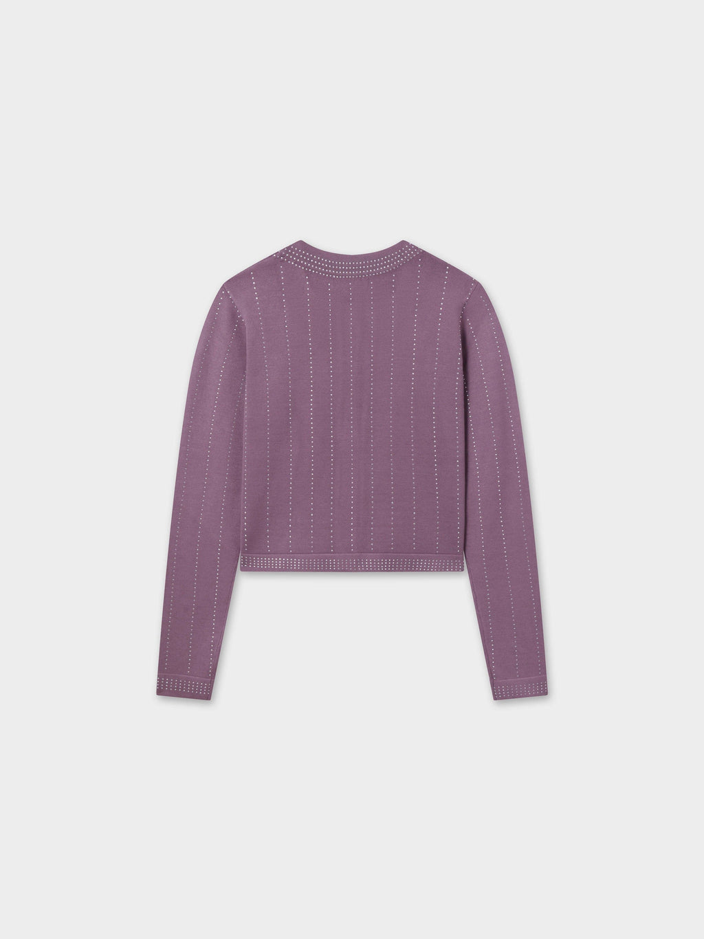 Crystal Pinstripe Crew Cardigan-Purple