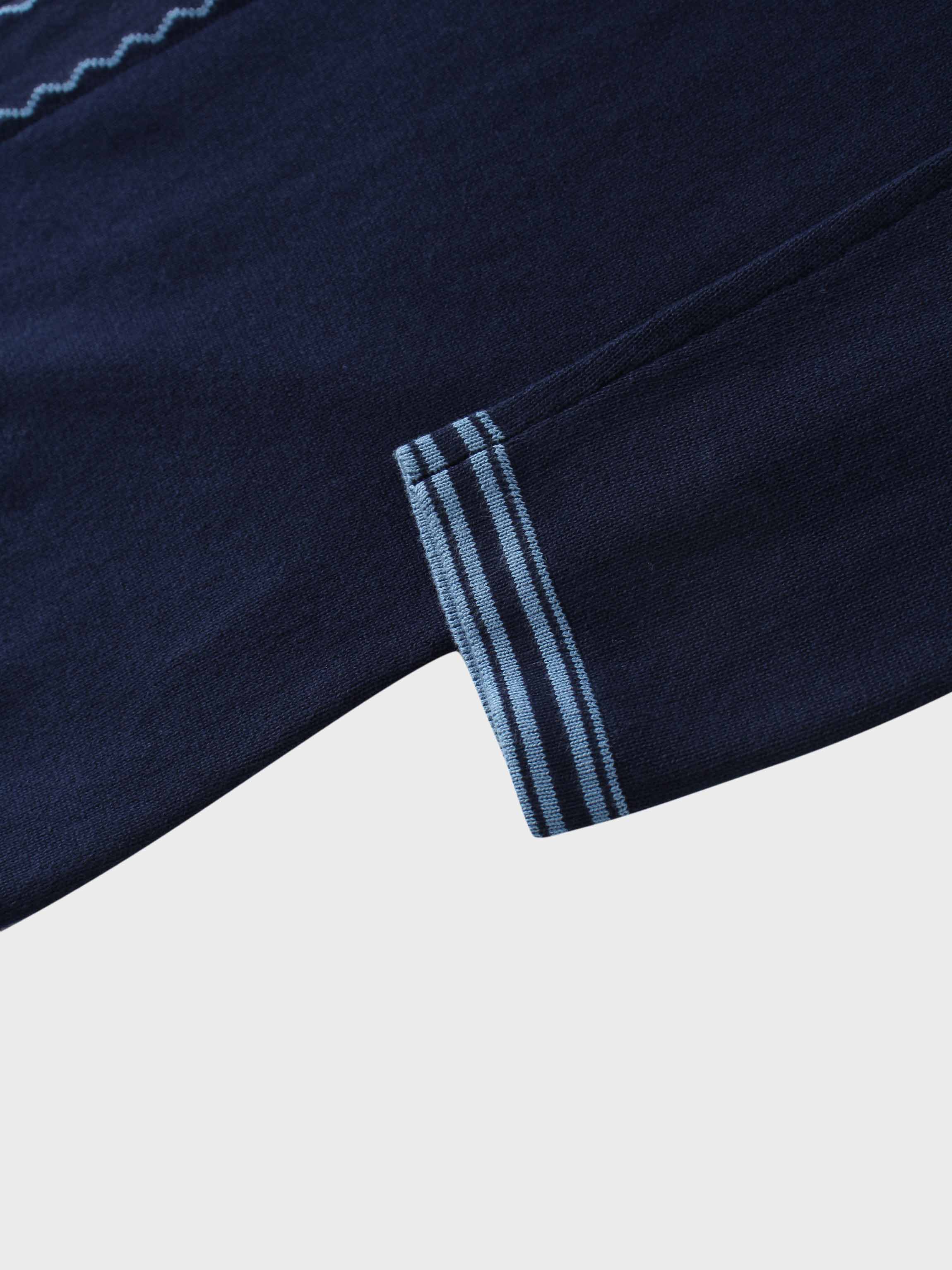 Ruffle Detail Sweater-Navy/Light Blue