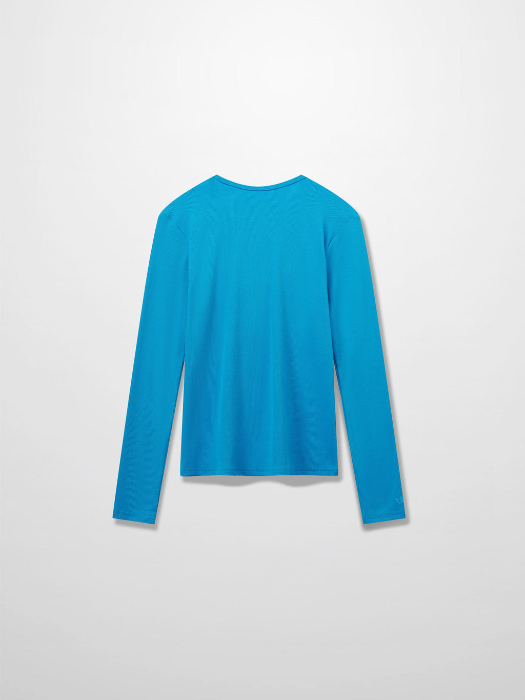 RIBBED HIGH V TEE LS-SKY BLUE