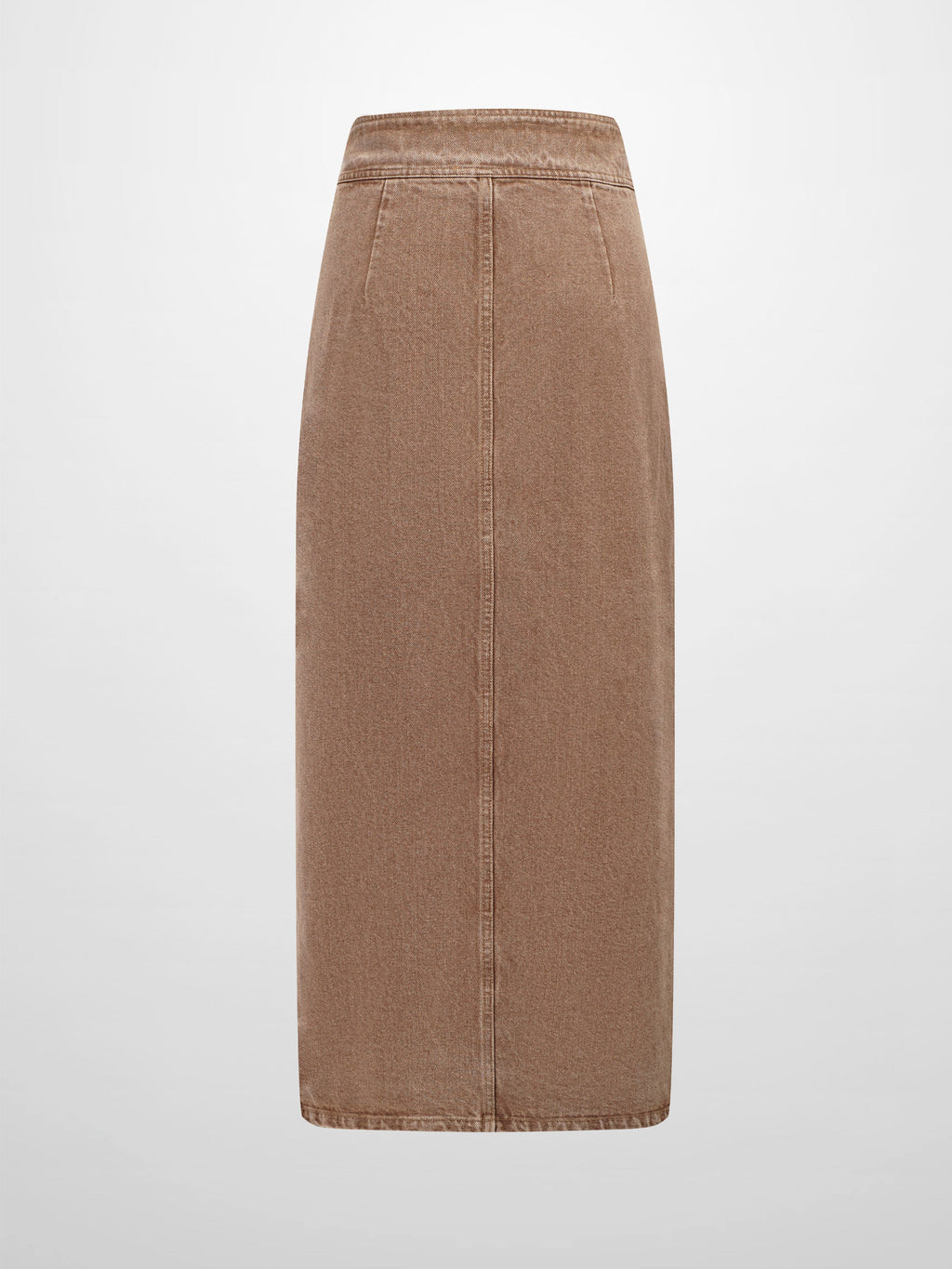 Button Down Denim Skirt-Brown