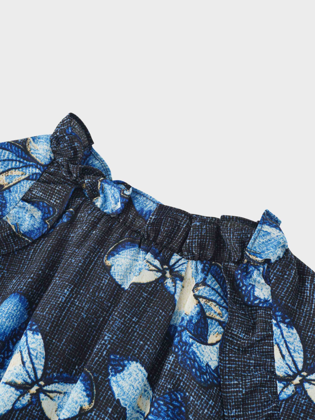 Layered Belted Dress-Blue Floral