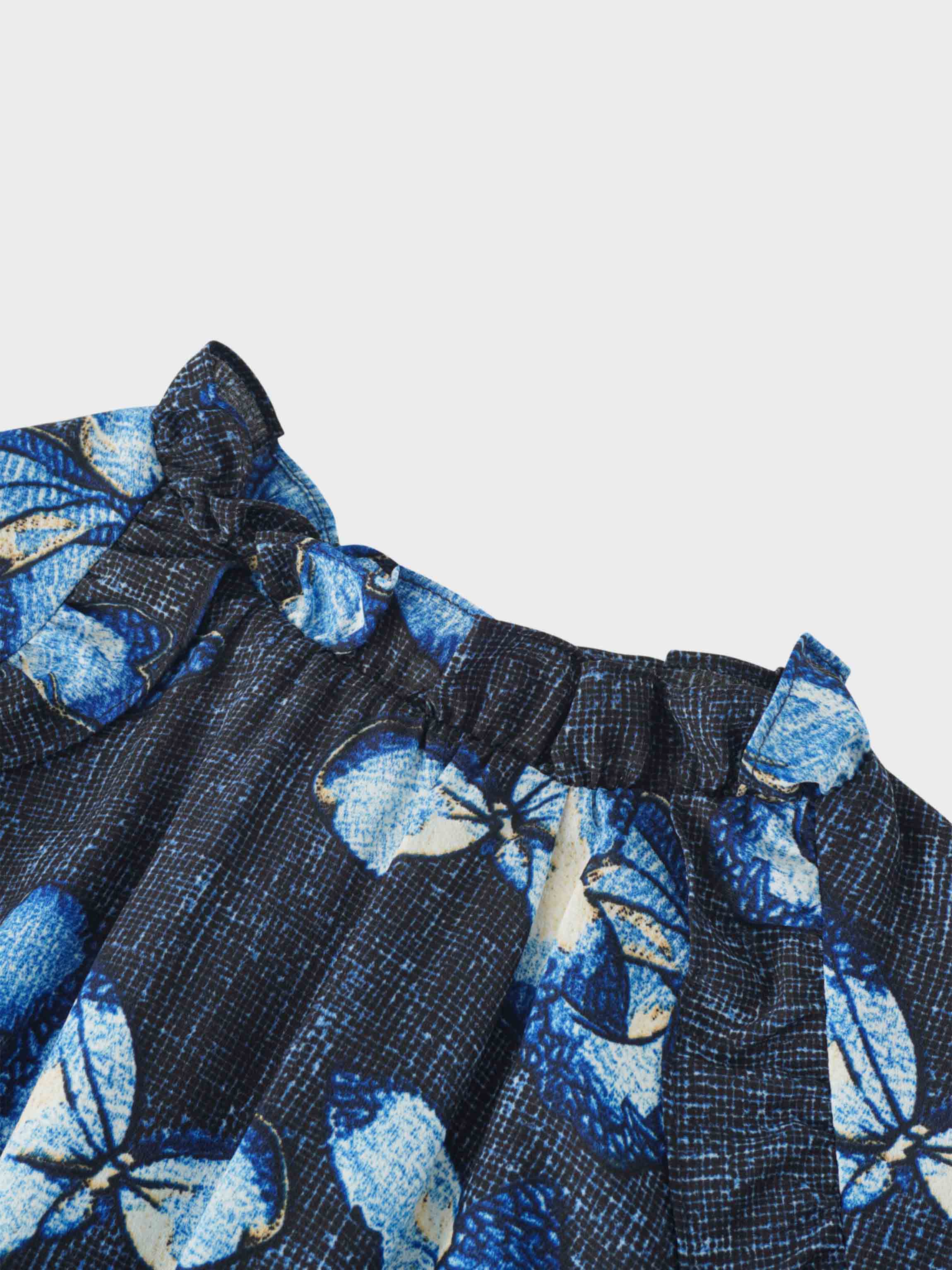 Layered Belted Dress-Blue Floral