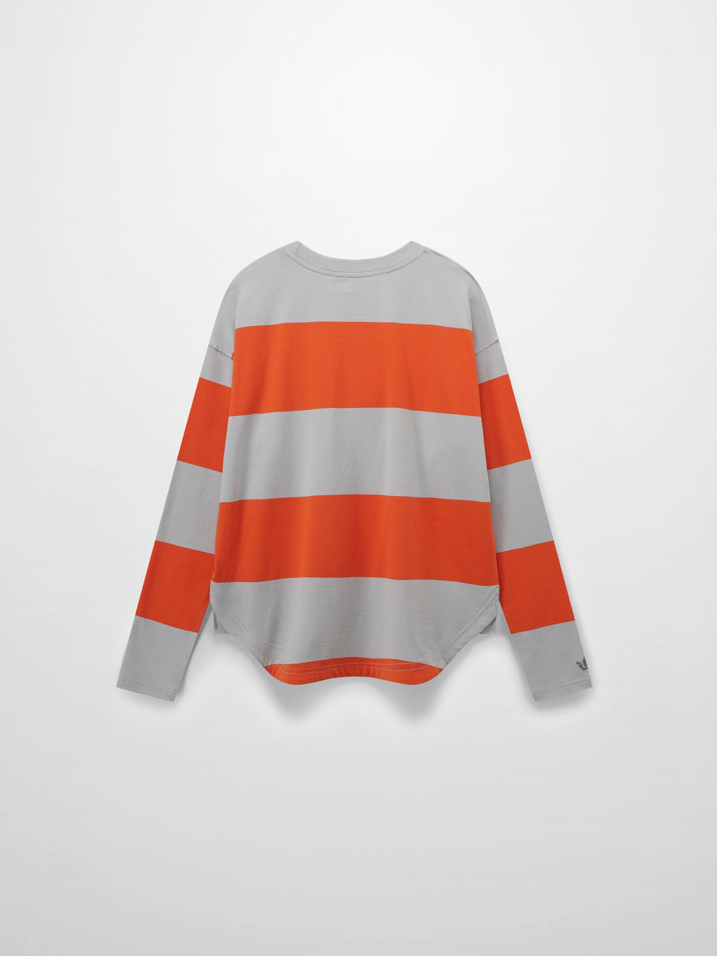 Oversized Rounded Hem T-Shirt-Grey/Orange