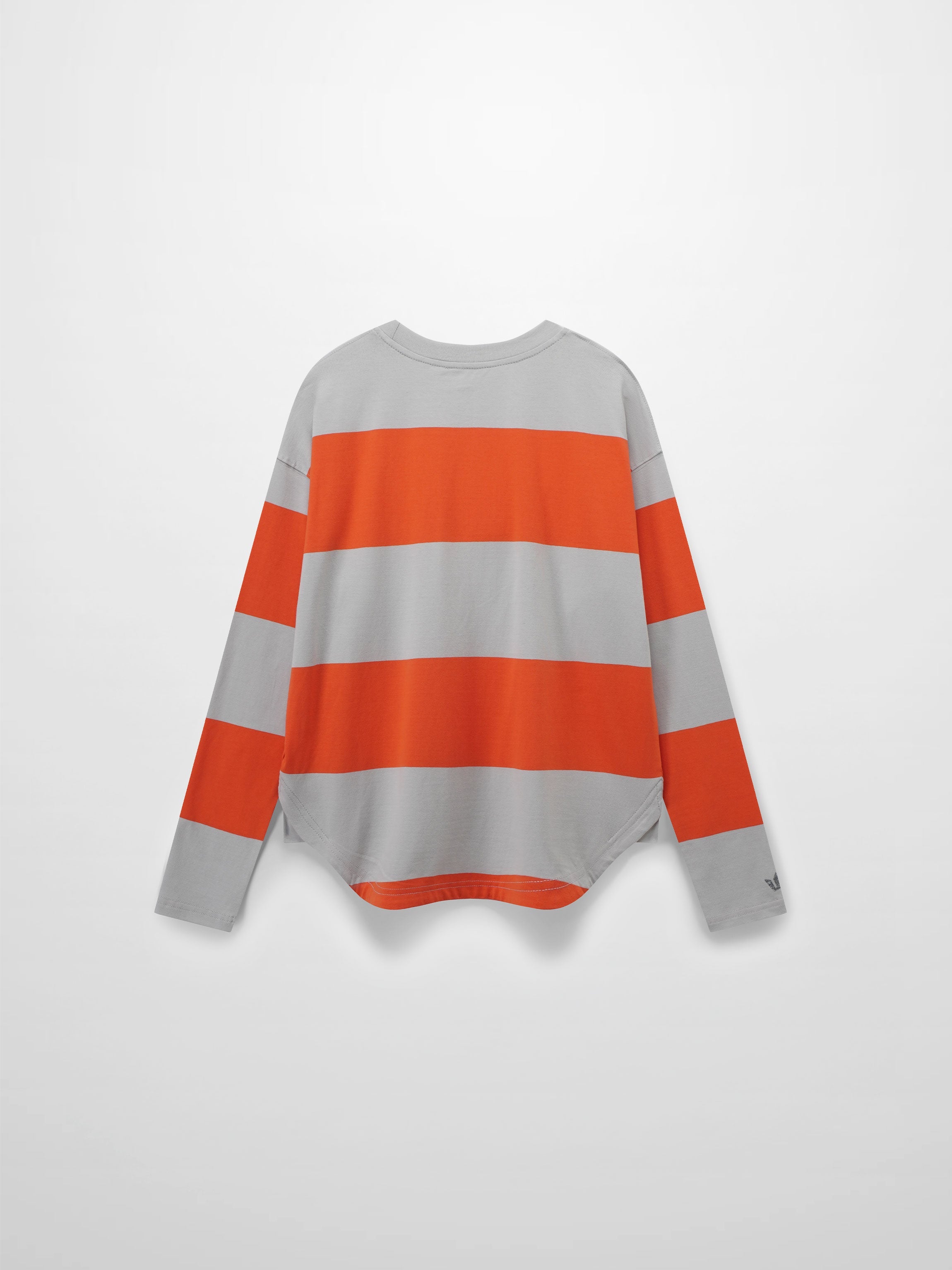 Oversized Rounded Hem T-Shirt-Grey/Orange