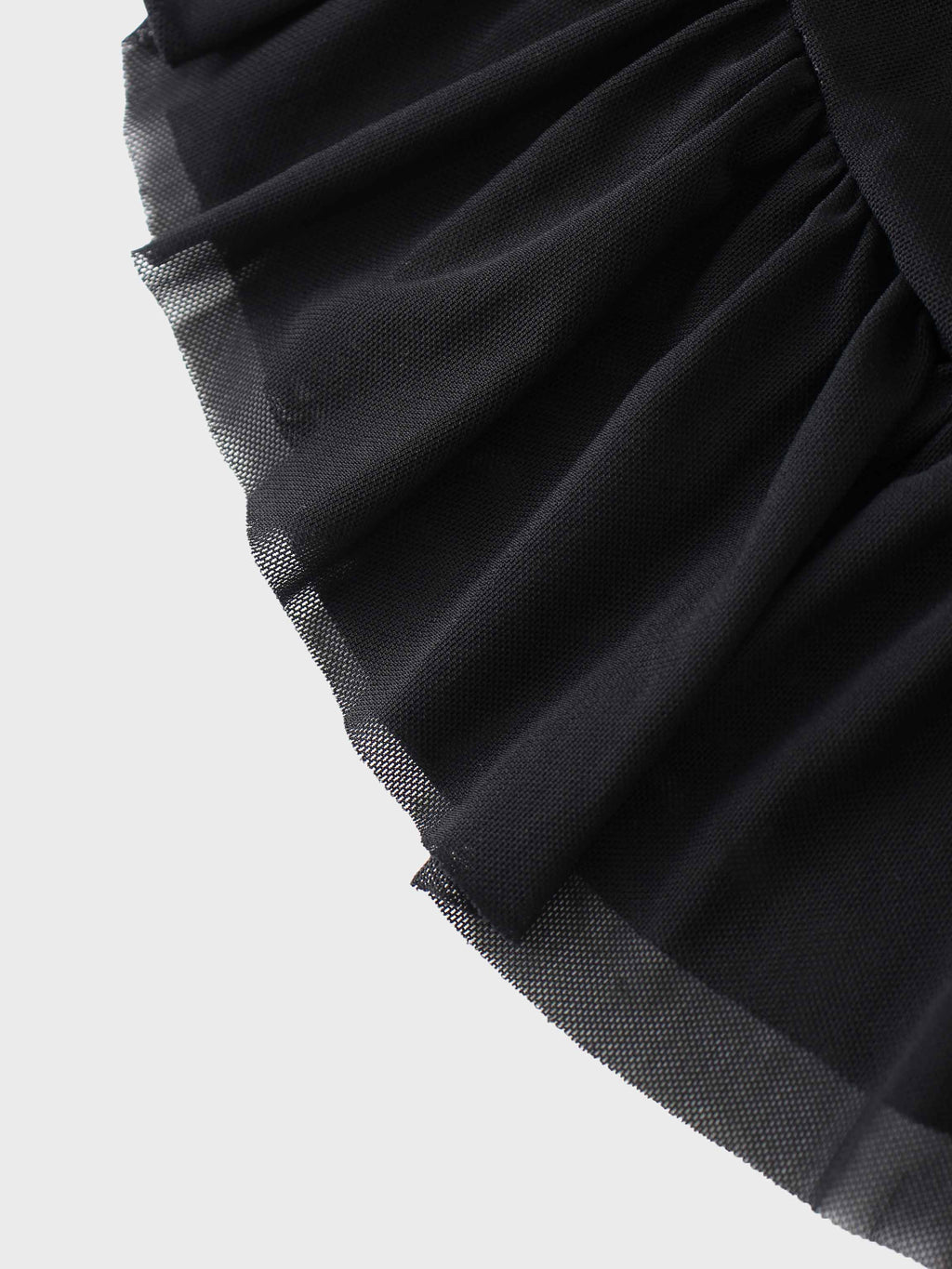 Mesh Ruffle Maxi Dress-Black