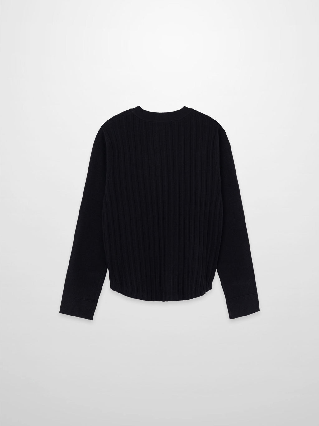 Back Wide Ribbed Cardigan Sweater-Black