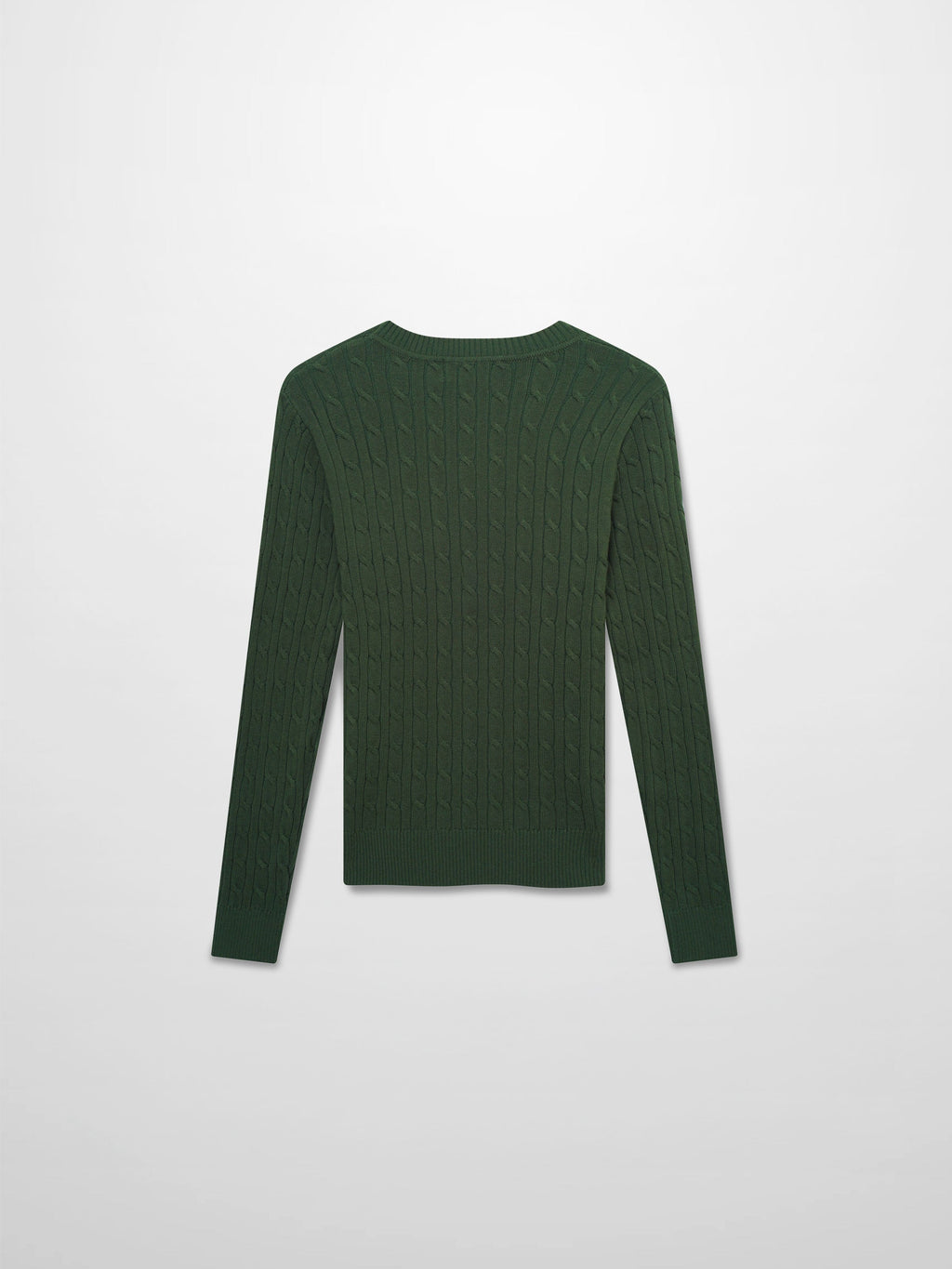 Crew Neck Cable Sweater-Hunter Green