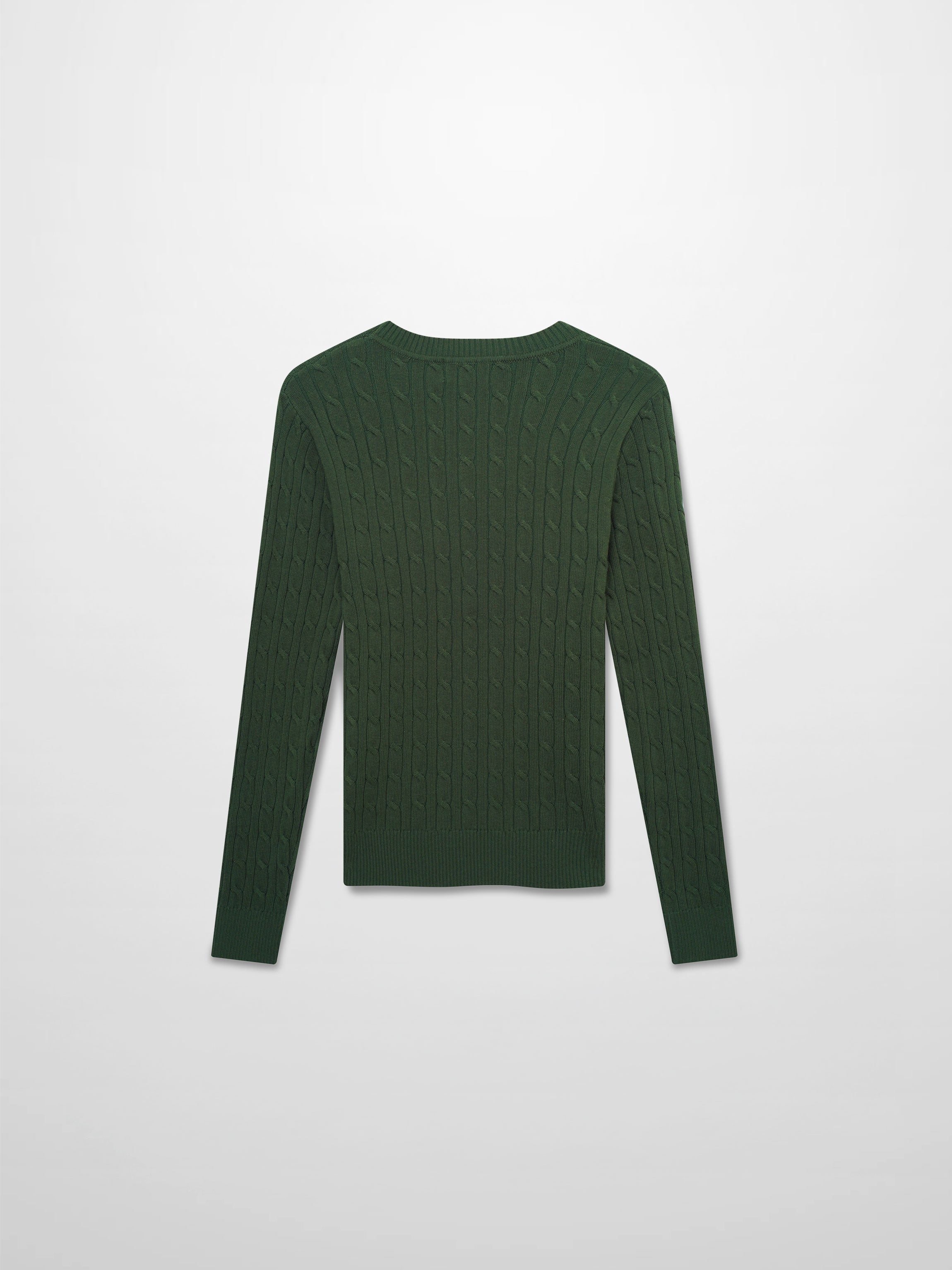 Crew Neck Cable Sweater-Hunter Green