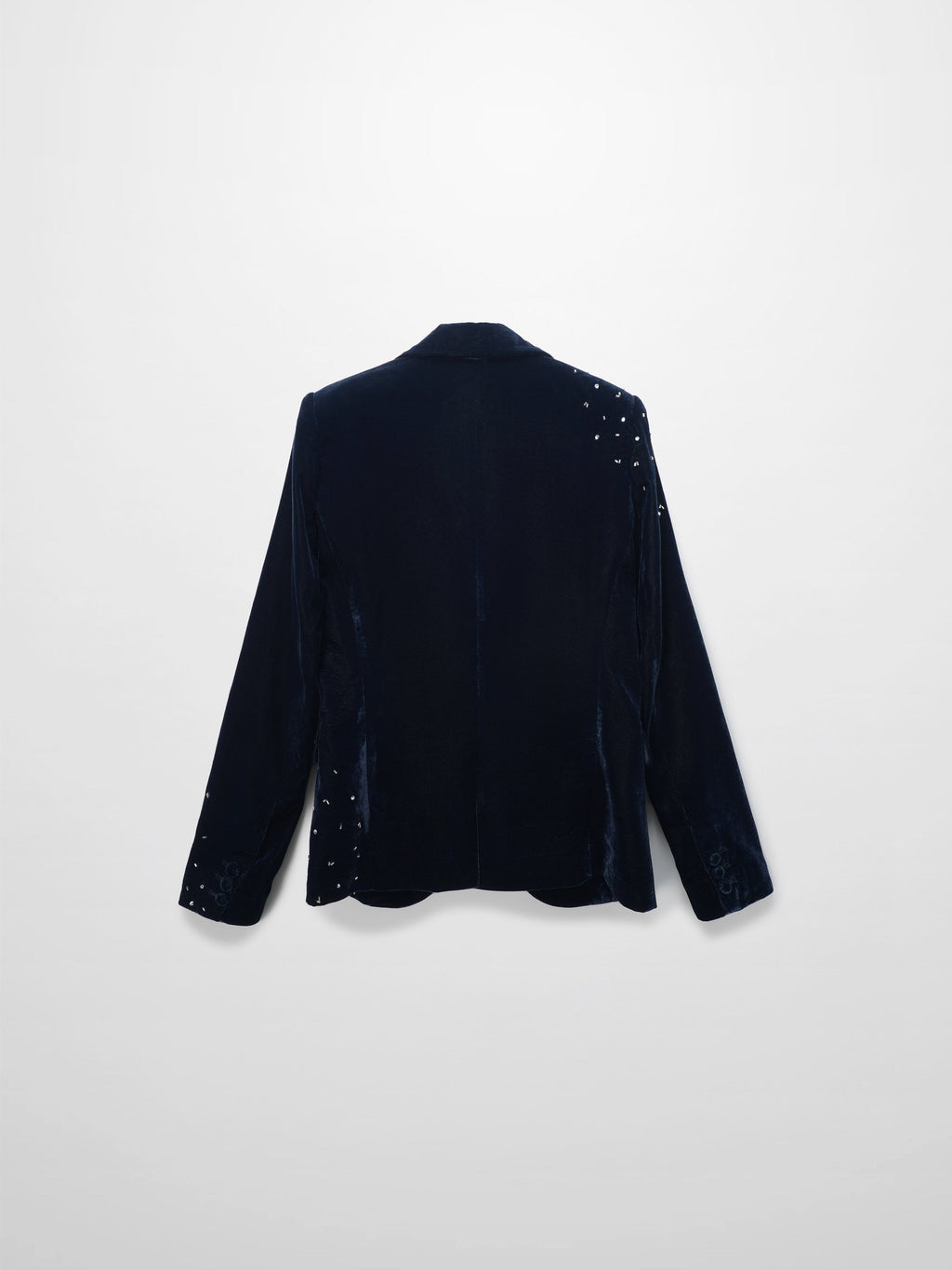 Embellished Velvet Blazer-Grey/Blue