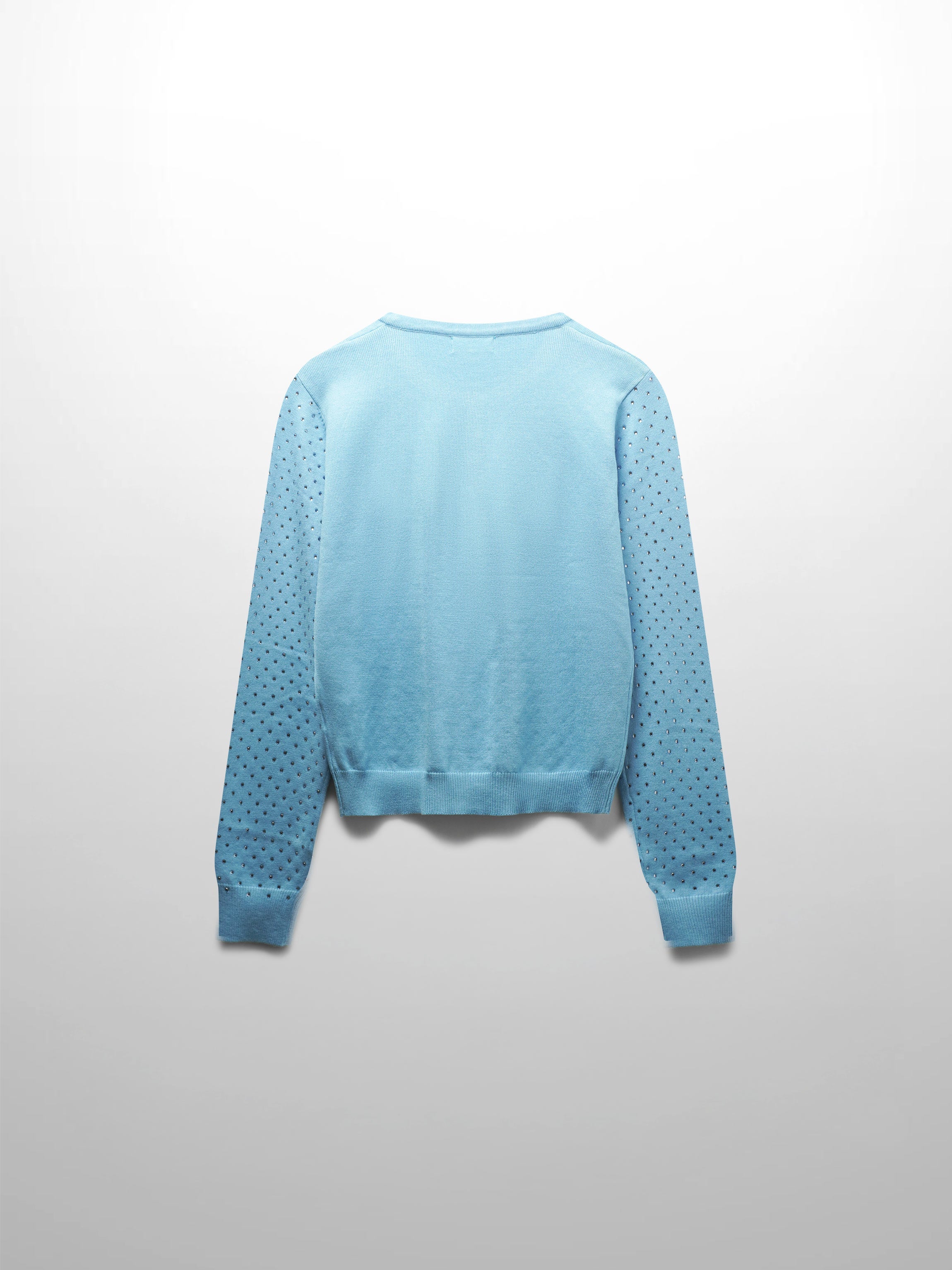Stone Embellished Crew Cardigan-Sky Blue