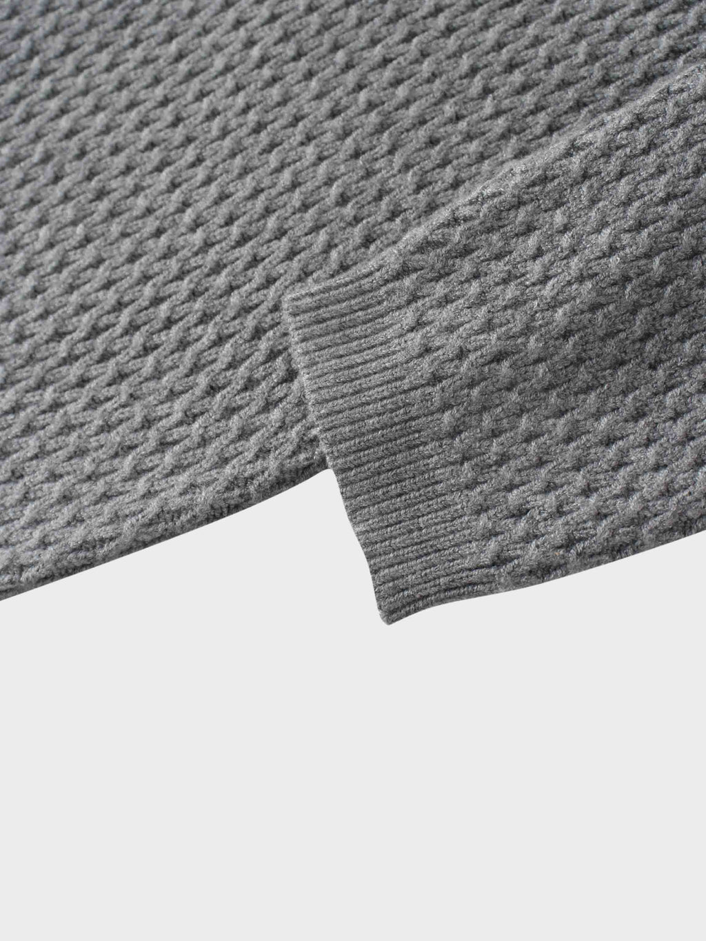 Textured Crew Cardigan-Grey