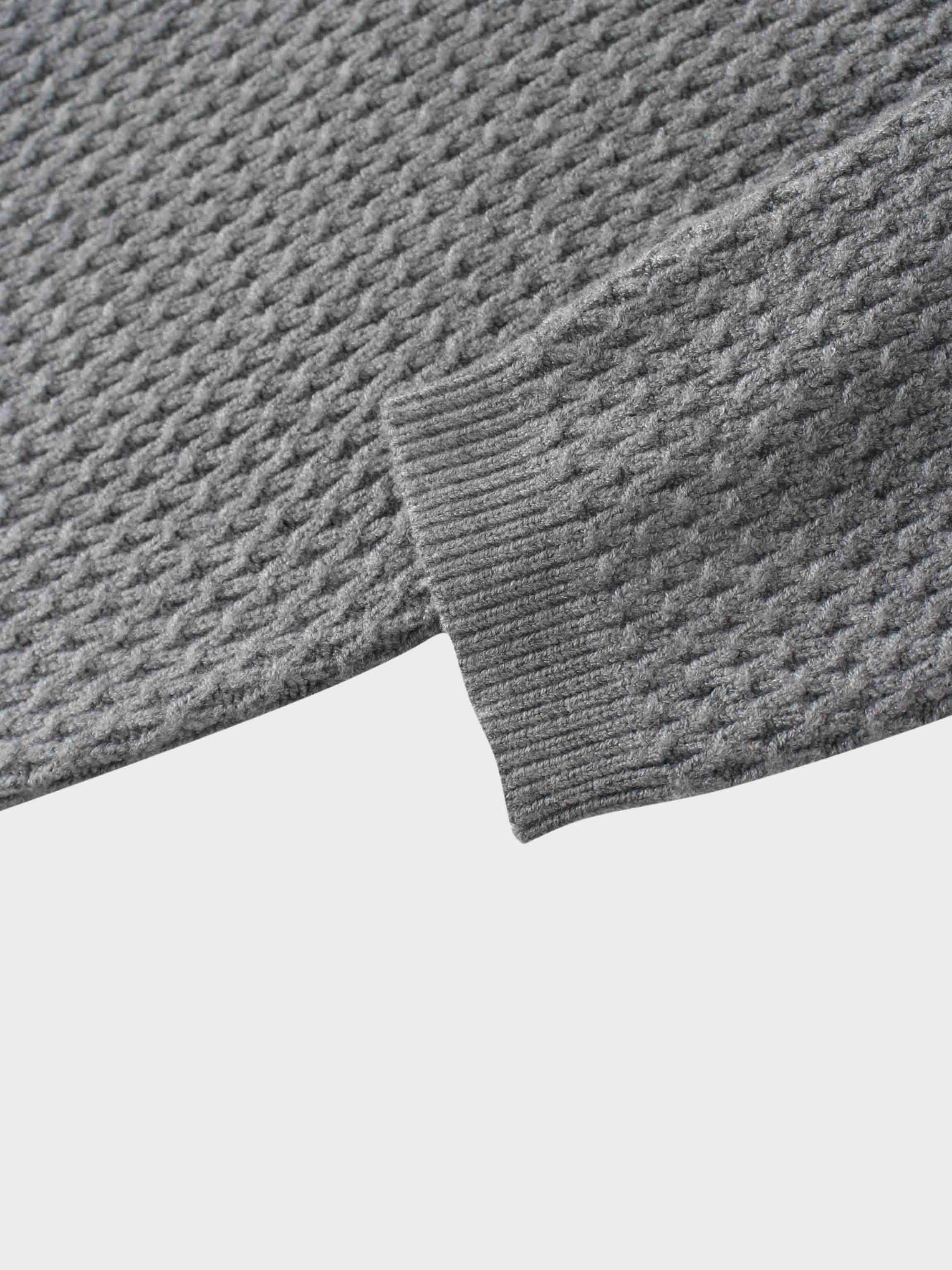 Textured Crew Cardigan-Grey