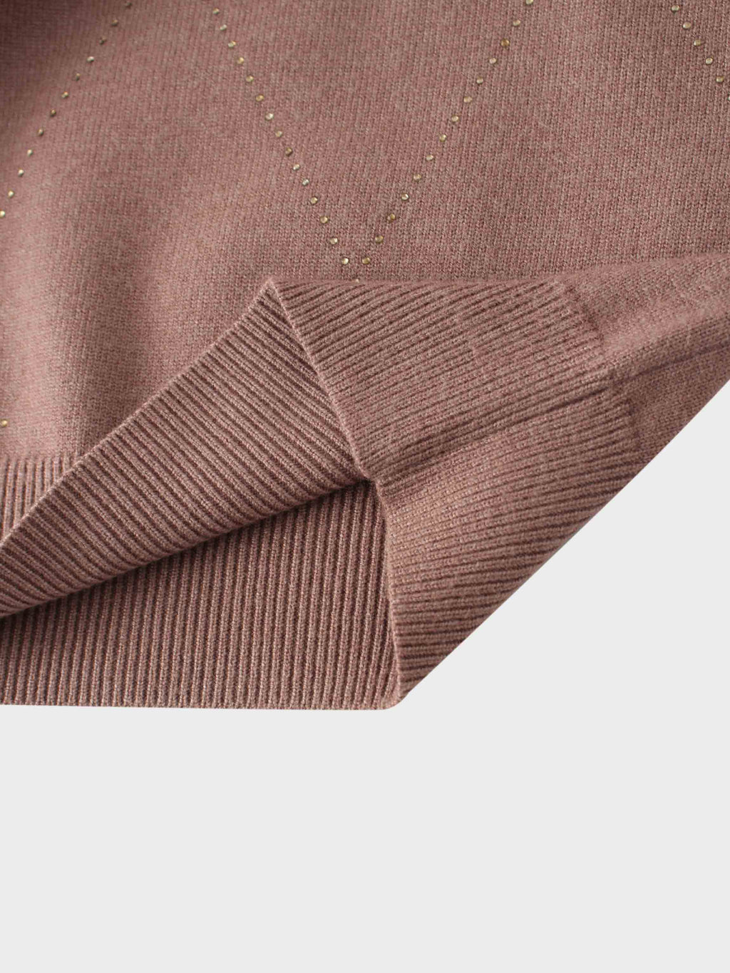 Diamond Stud Design Sweater-Mocha Mousse