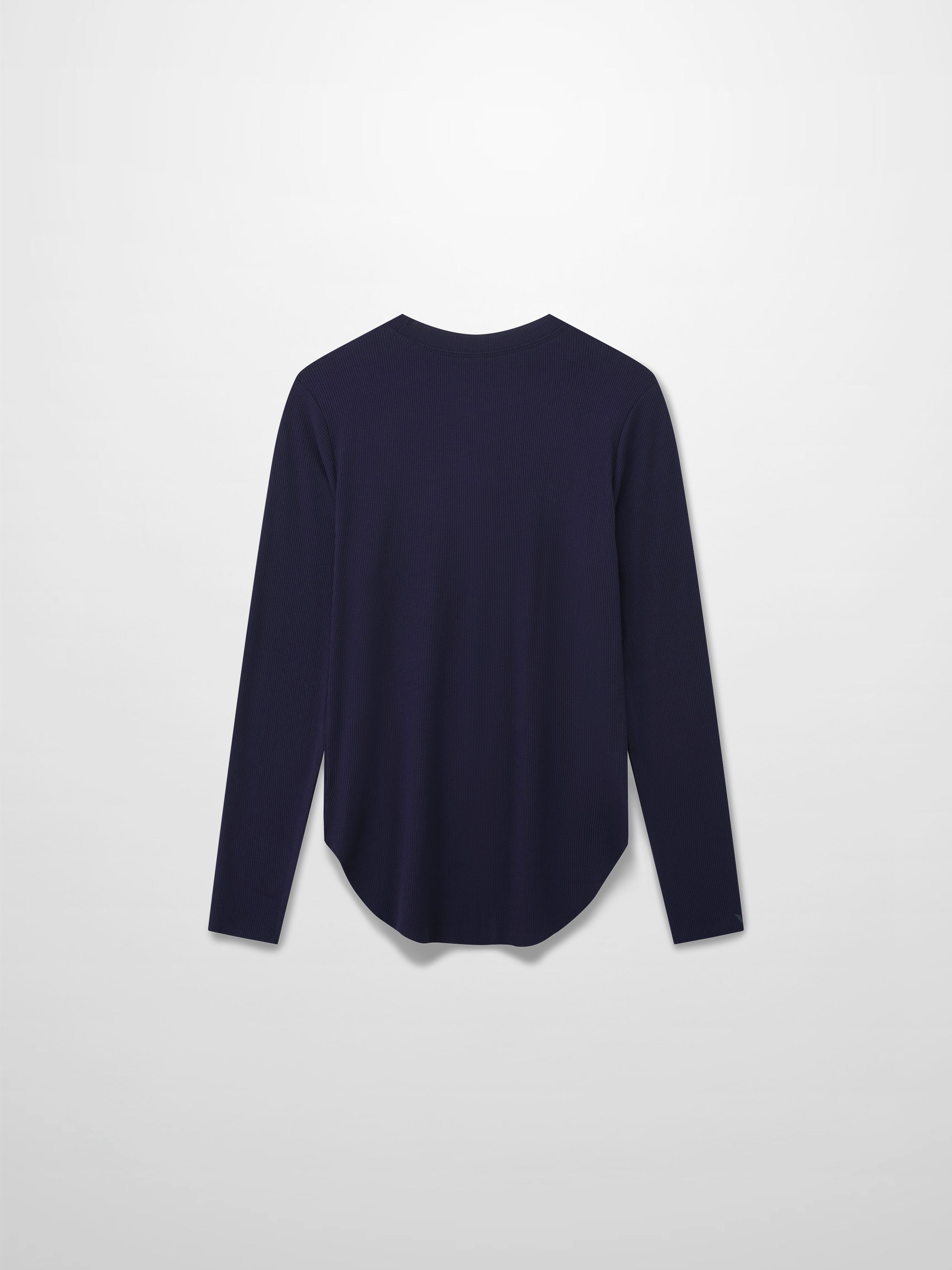 Rounded Hem Ribbed T-Shirt-Navy