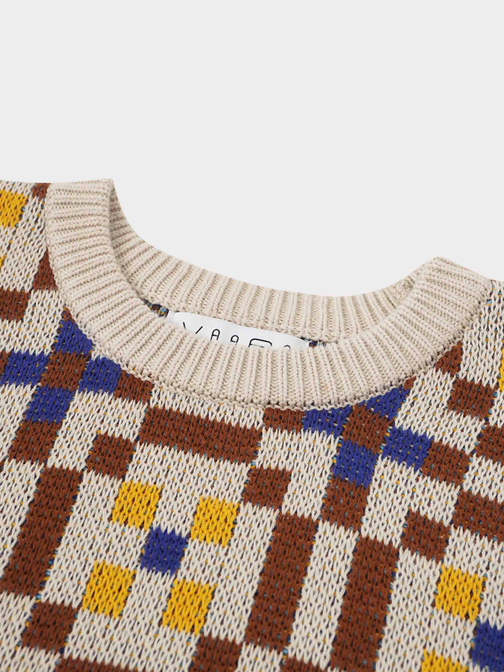 Geometric Design Sweater-Brown