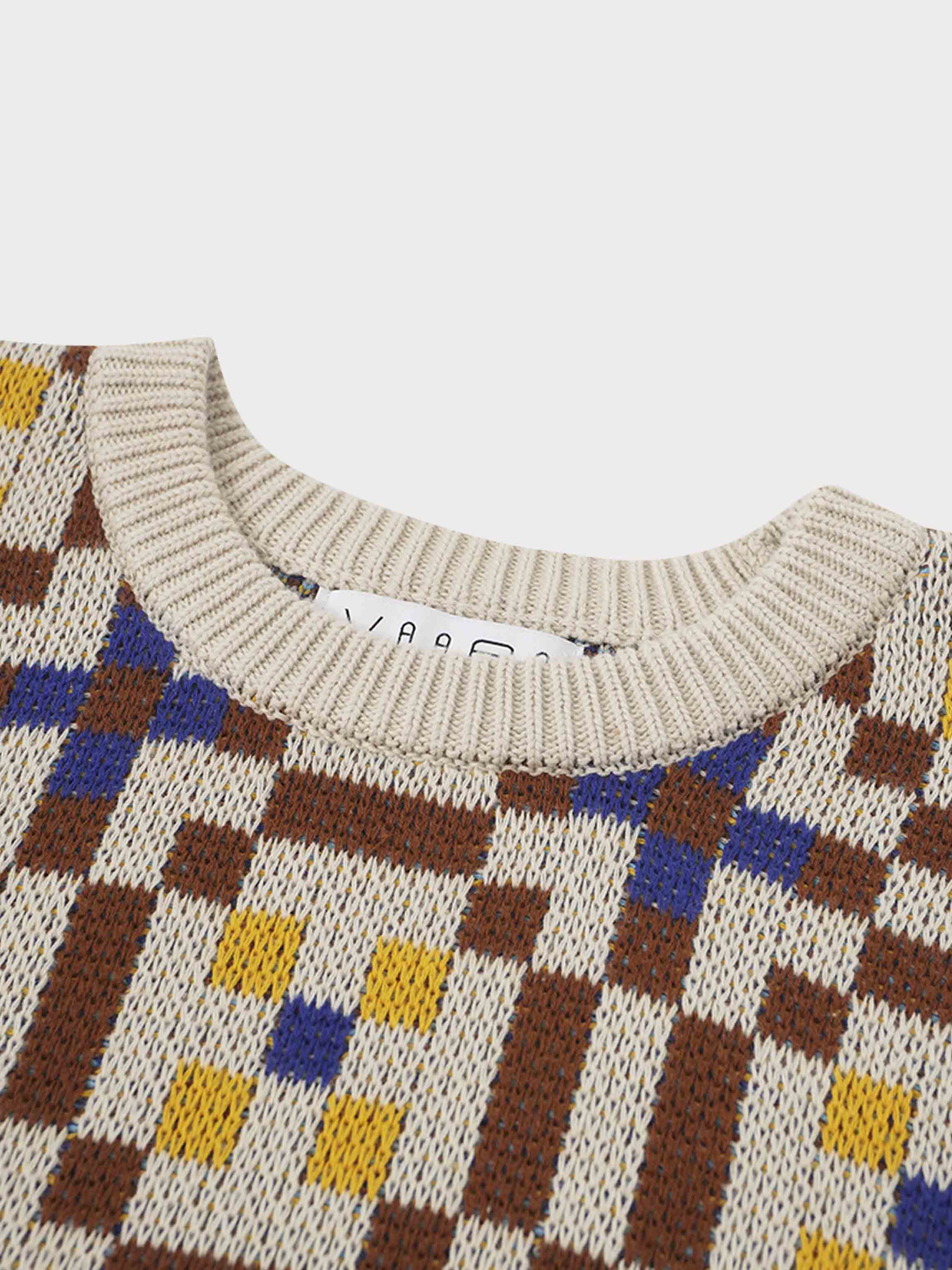 Geometric Design Sweater-Brown