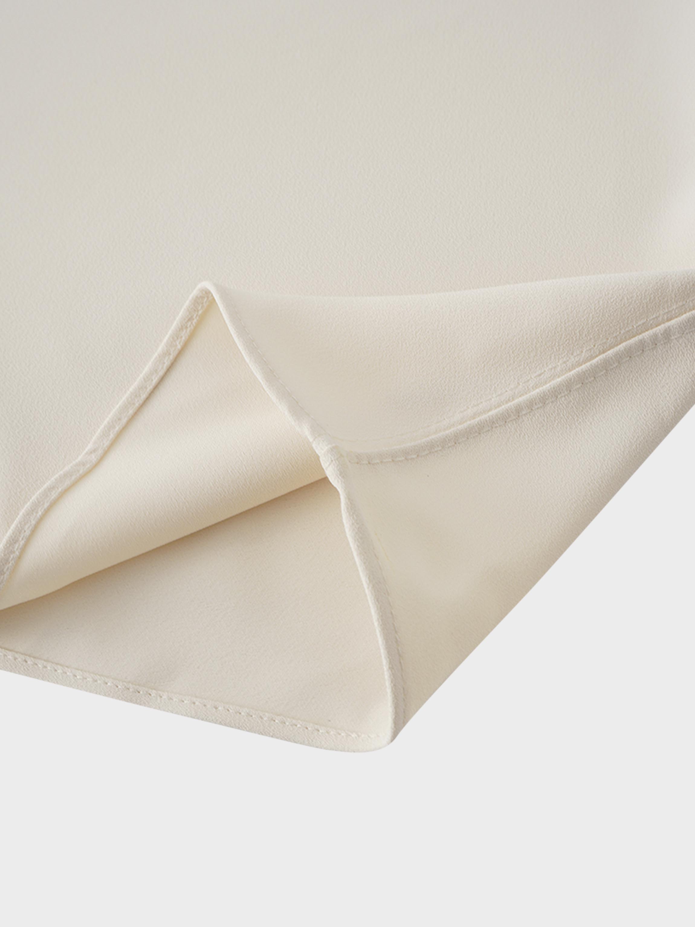 Faux Satin Crew Neck Slip Dress-White