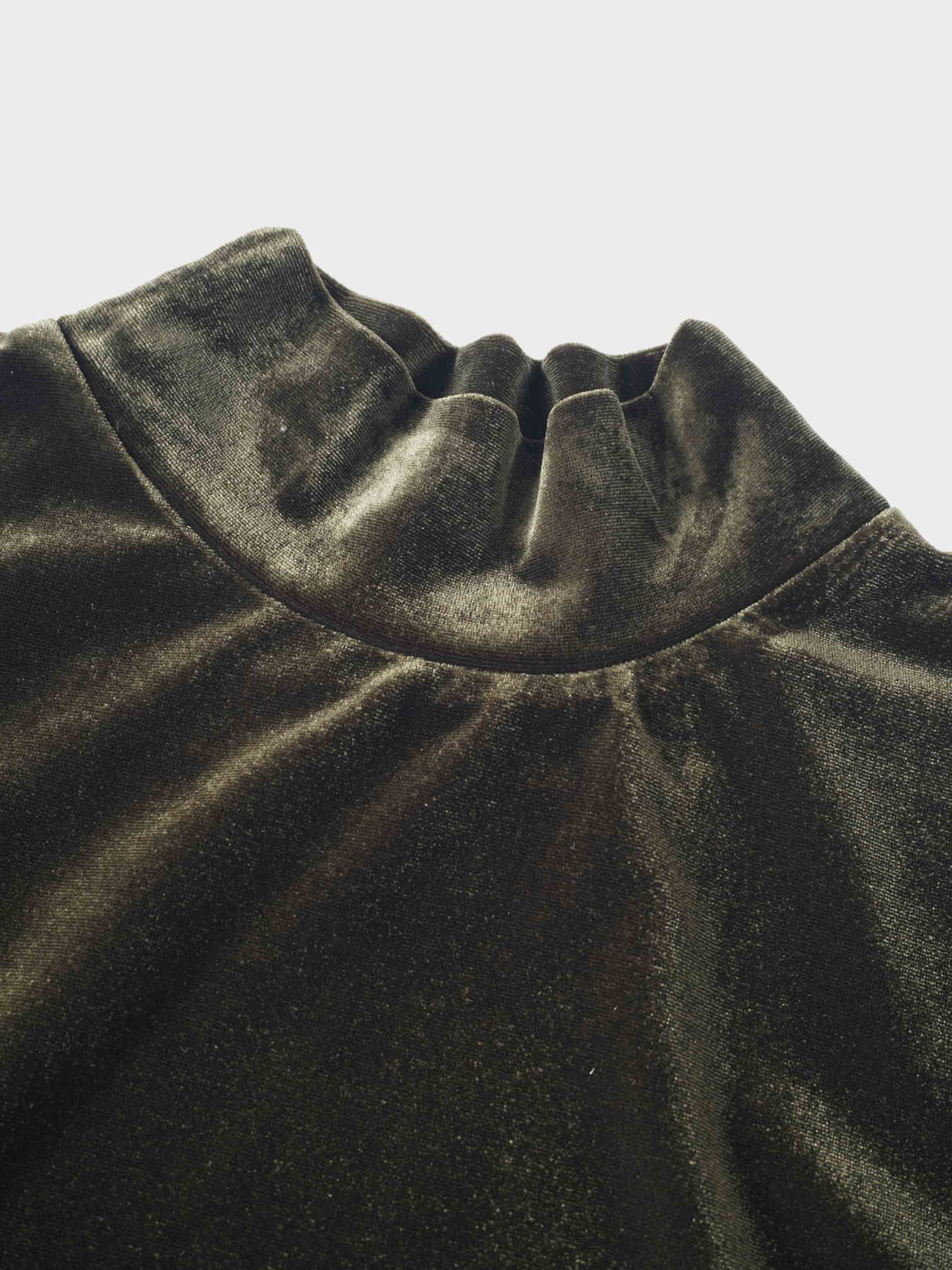 Velour Mock Neck Turtleneck-Green