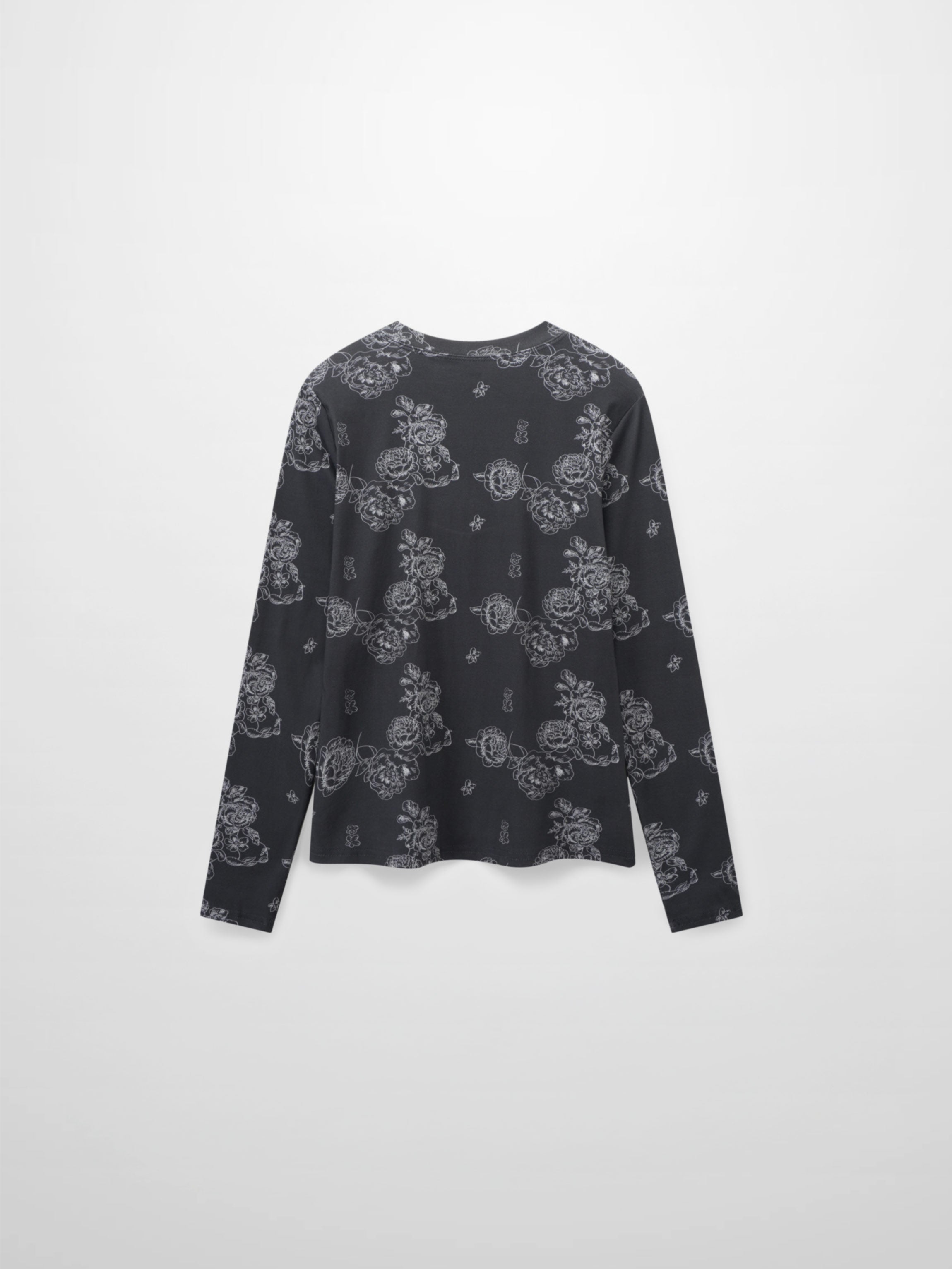 Basic Printed T-shirt-Grey Floral