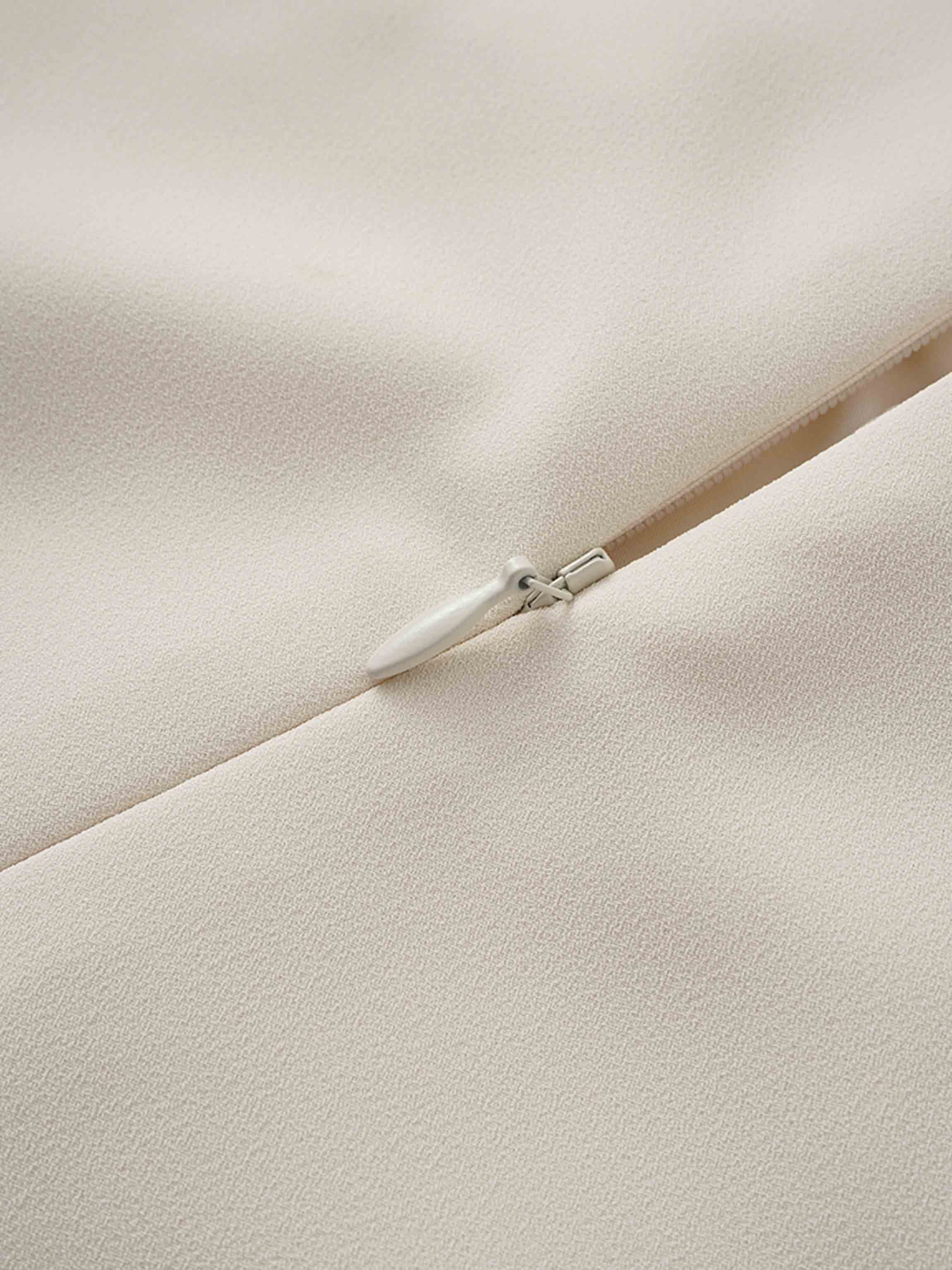 Faux Satin Crew Neck Slip Dress-White