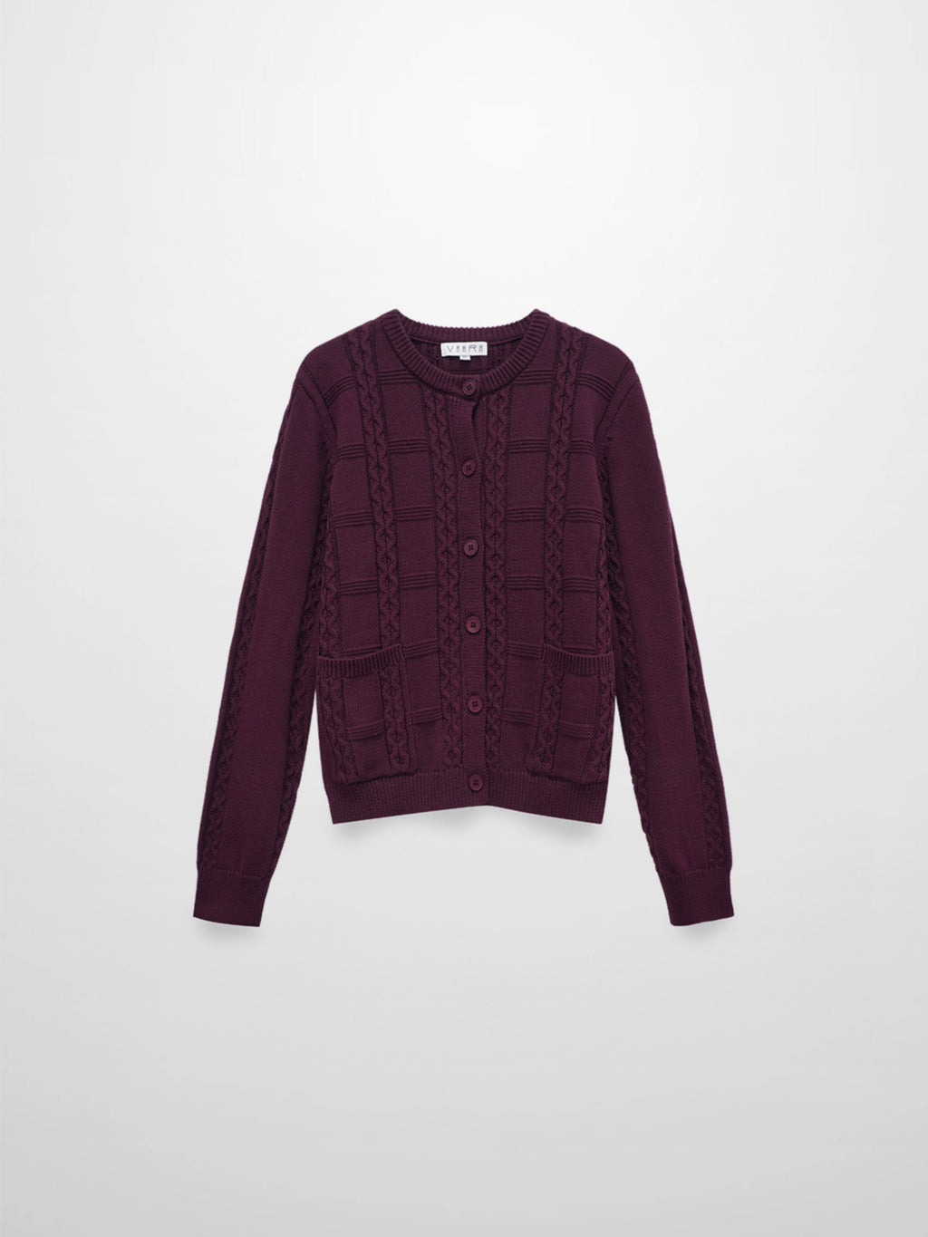 Cable Design Cardigan-Burgundy
