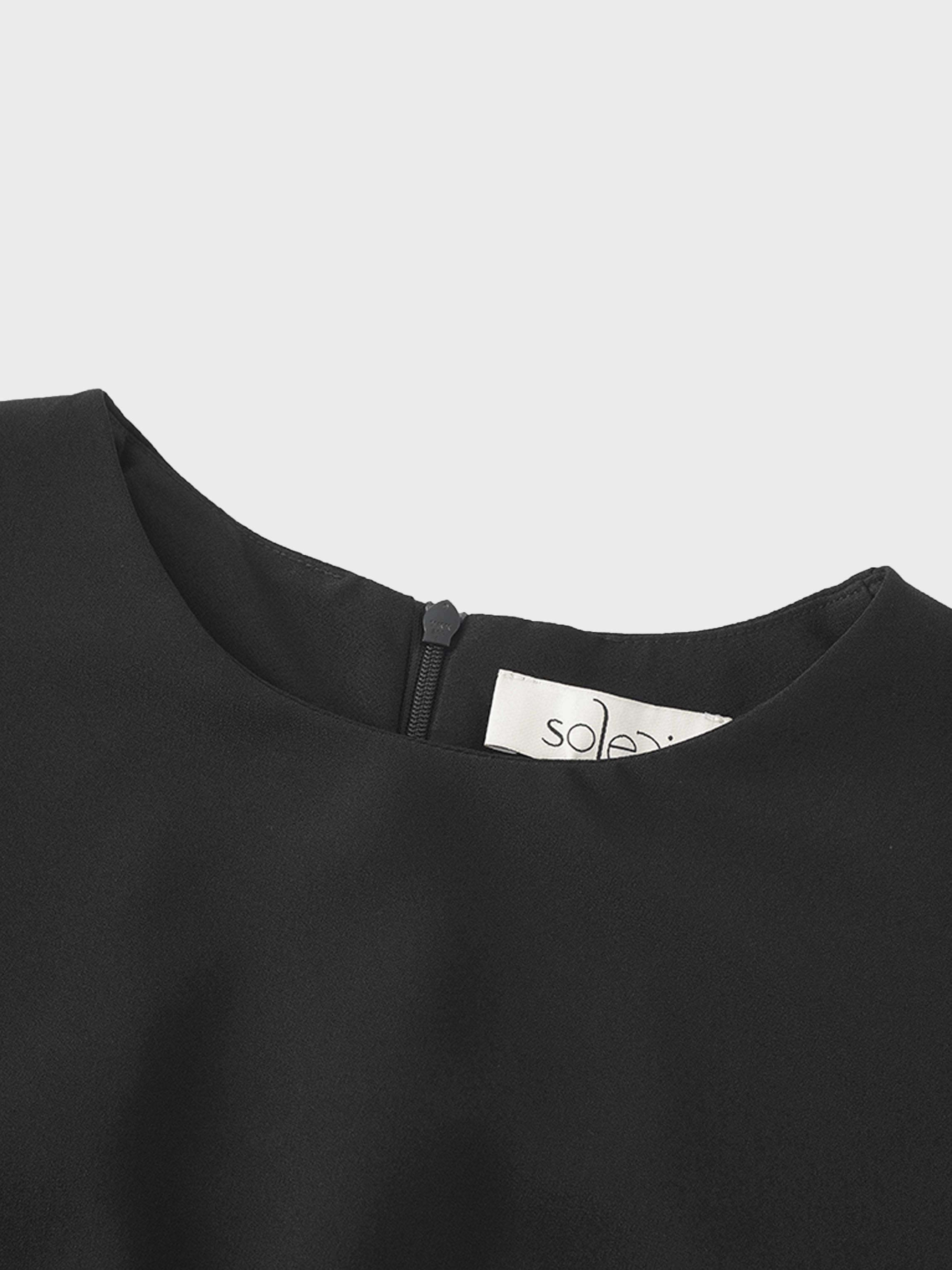 Crepe Slip Dress-Black