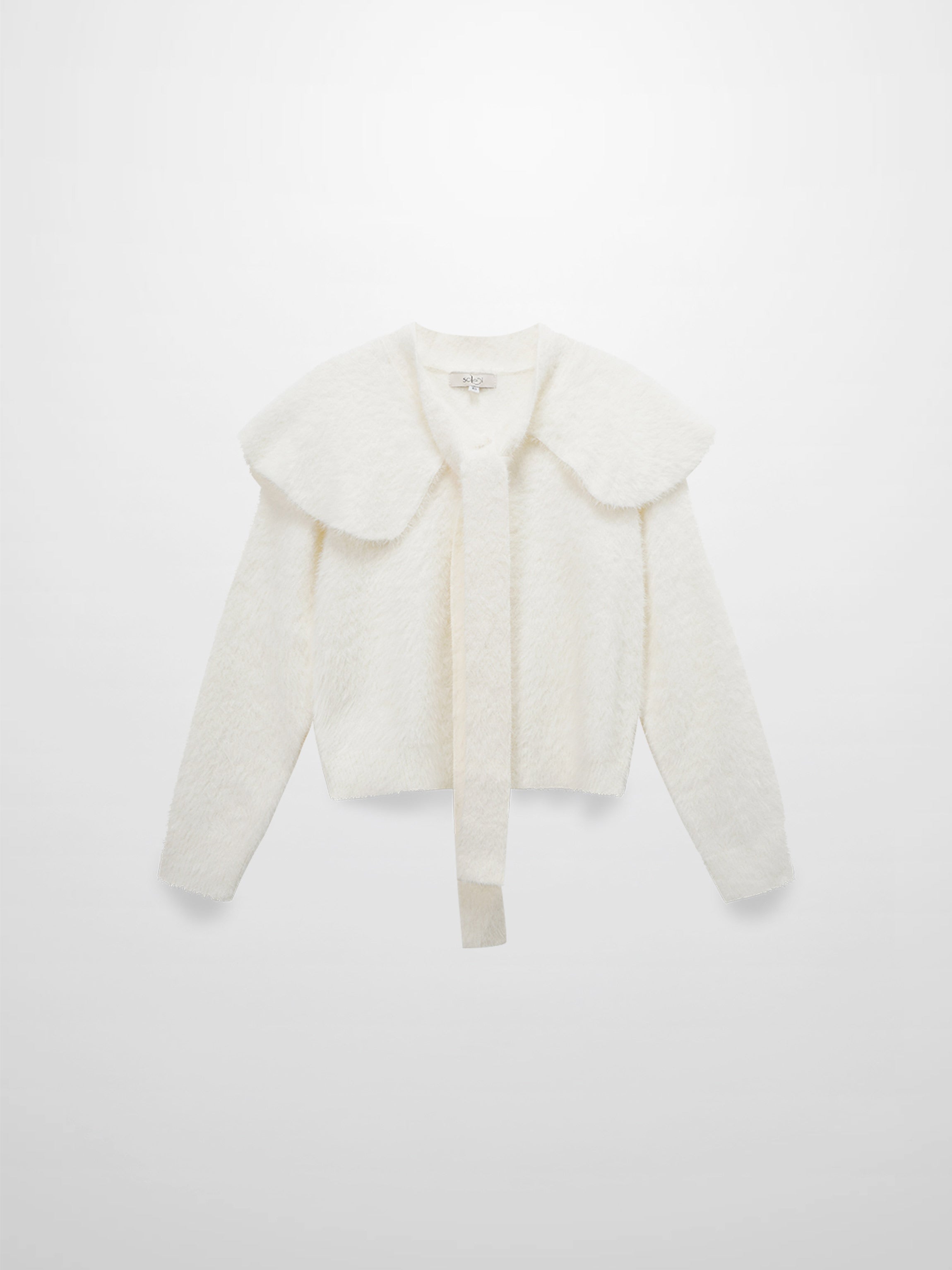 Mohair Shawl Collar Cardigan-Cream