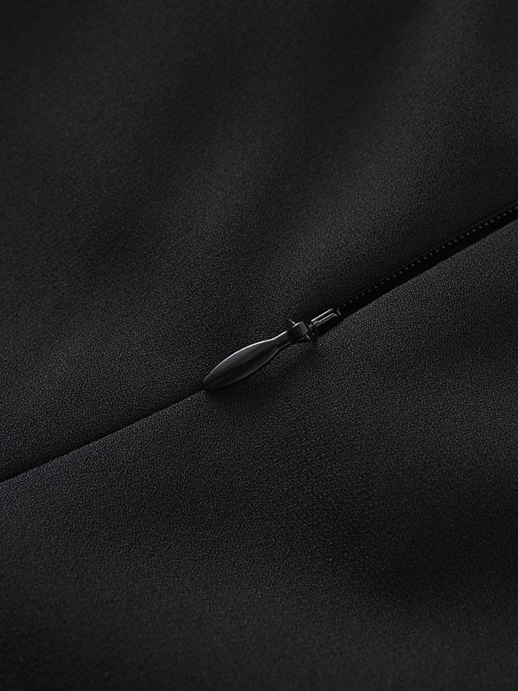 Faux Satin Crew Neck Slip Dress-Black