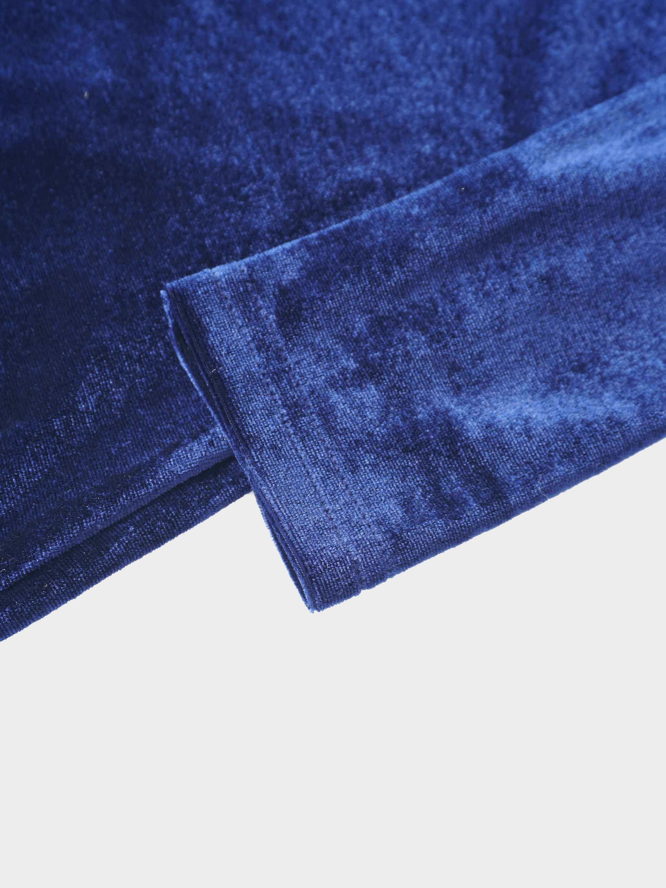 Velour Mock Neck Turtleneck-Navy