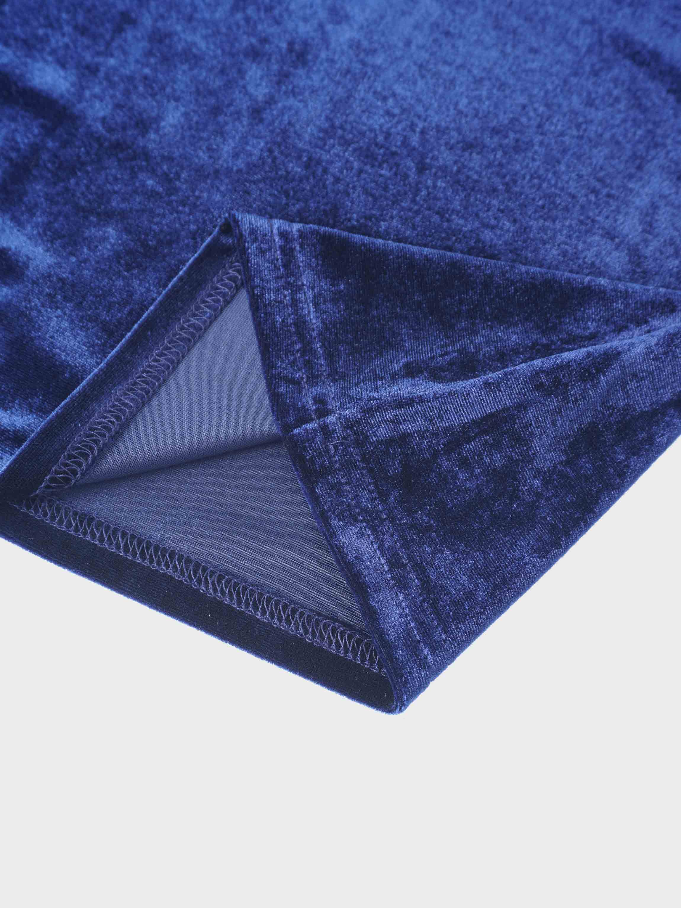 Velour Mock Neck Turtleneck-Navy