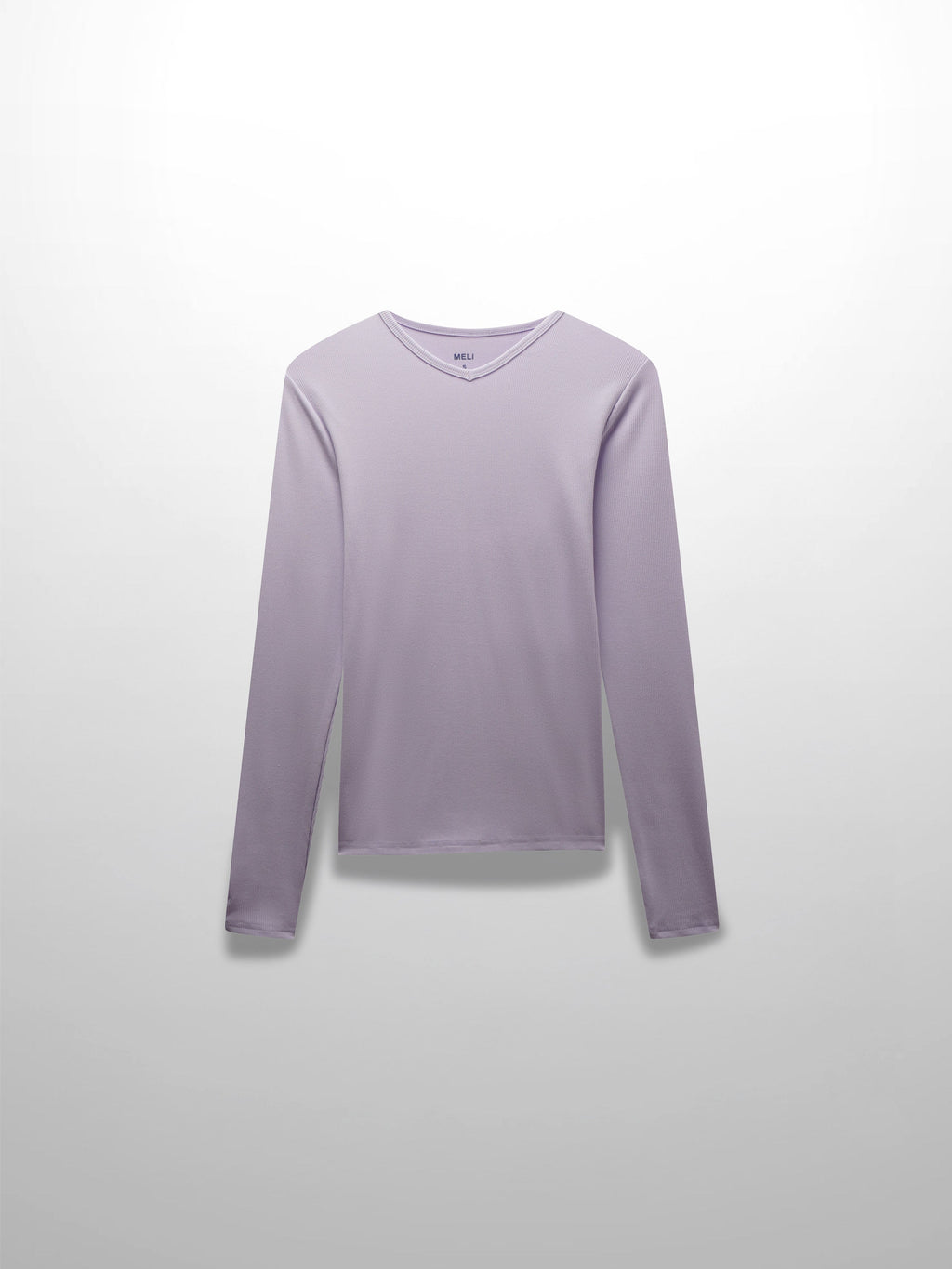 RIBBED HIGH V TEE LS-LILAC