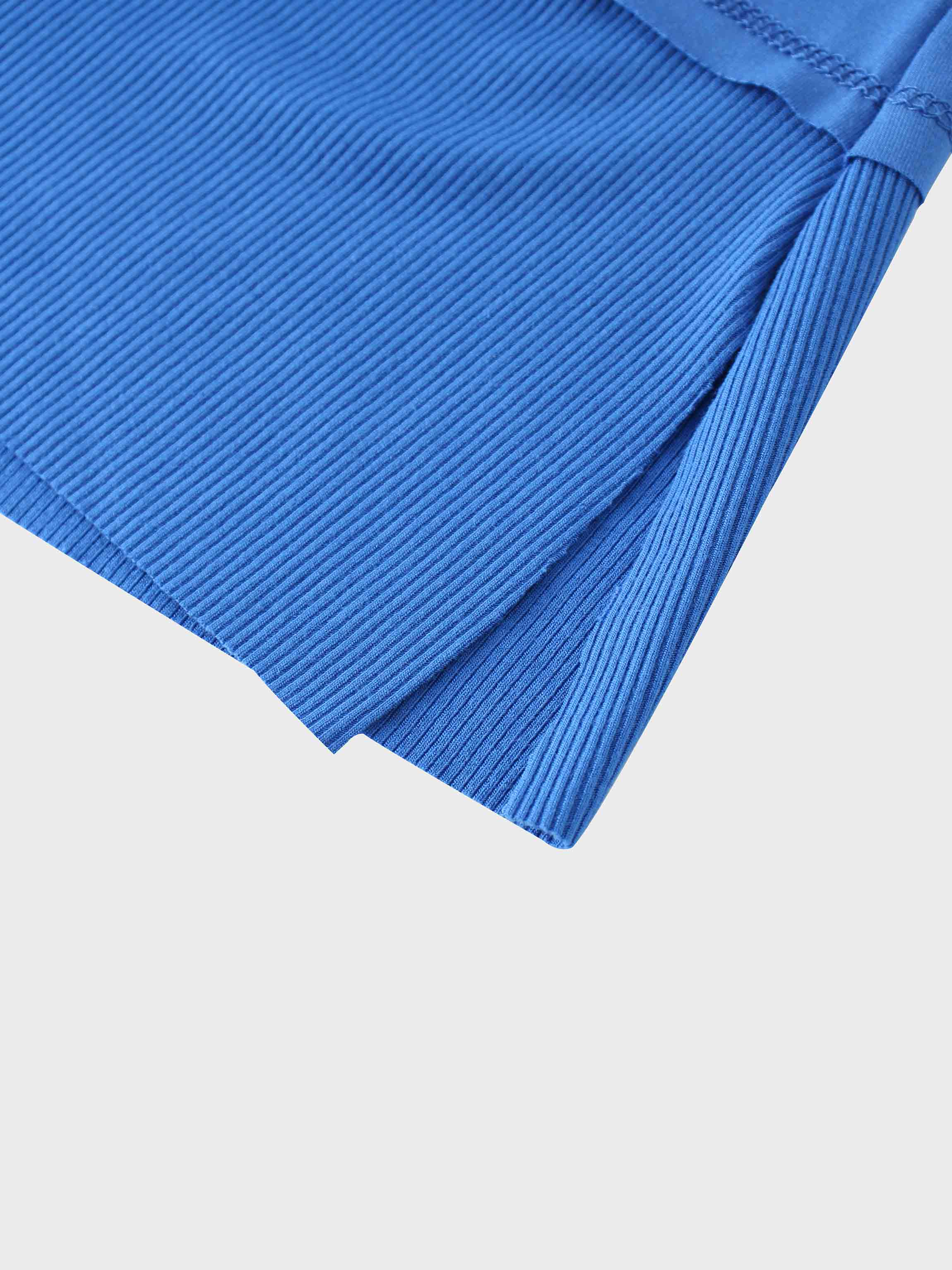 RIBBED BOTTOM T-SHIRT-COBALT BLUE