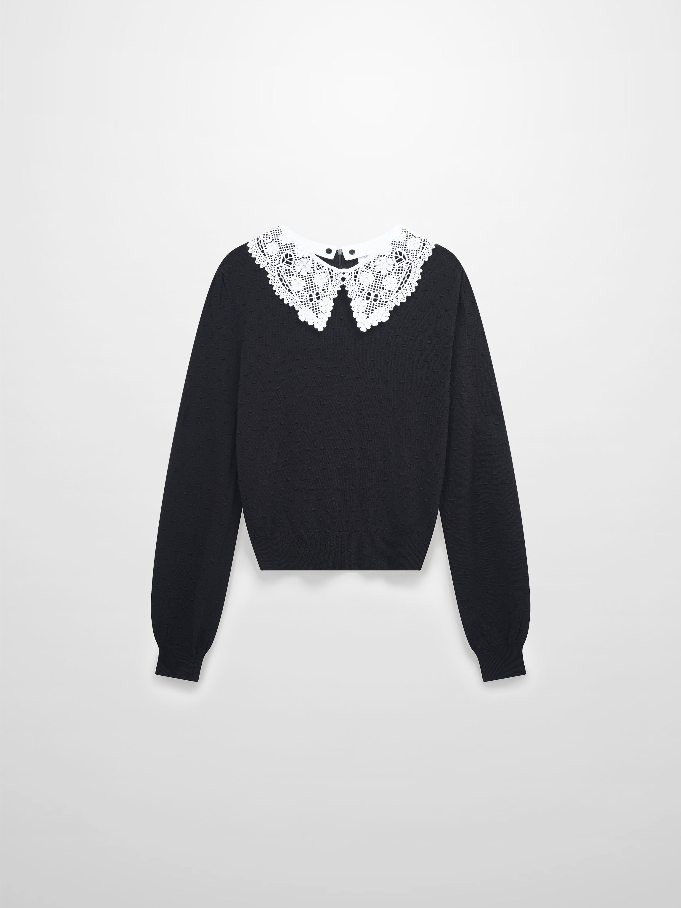 Crew Neck Pebbled Sweater-Black