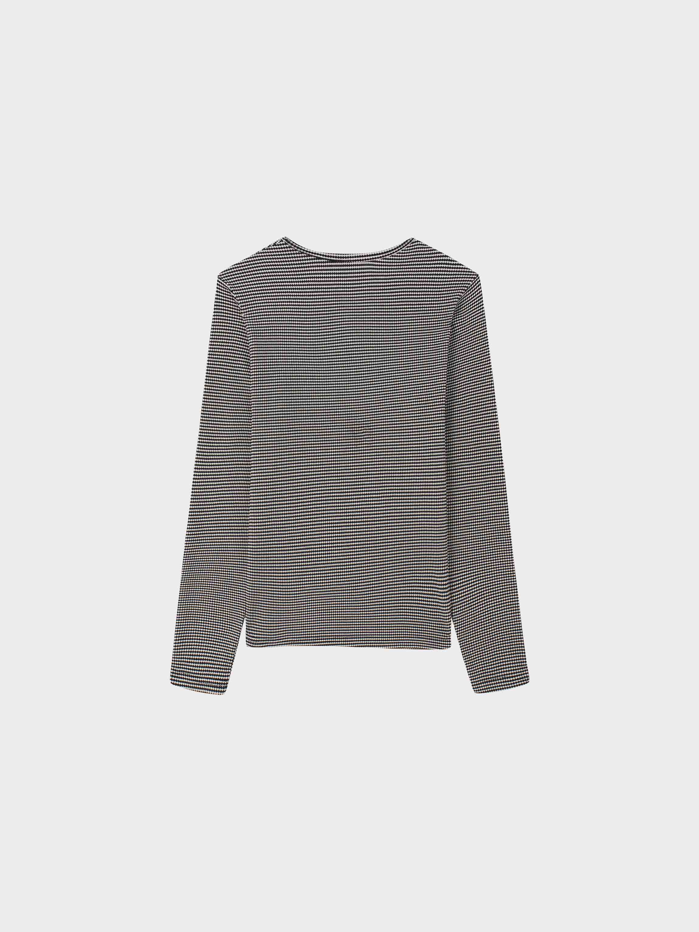 Waffle Striped Crew Tee-Black/White