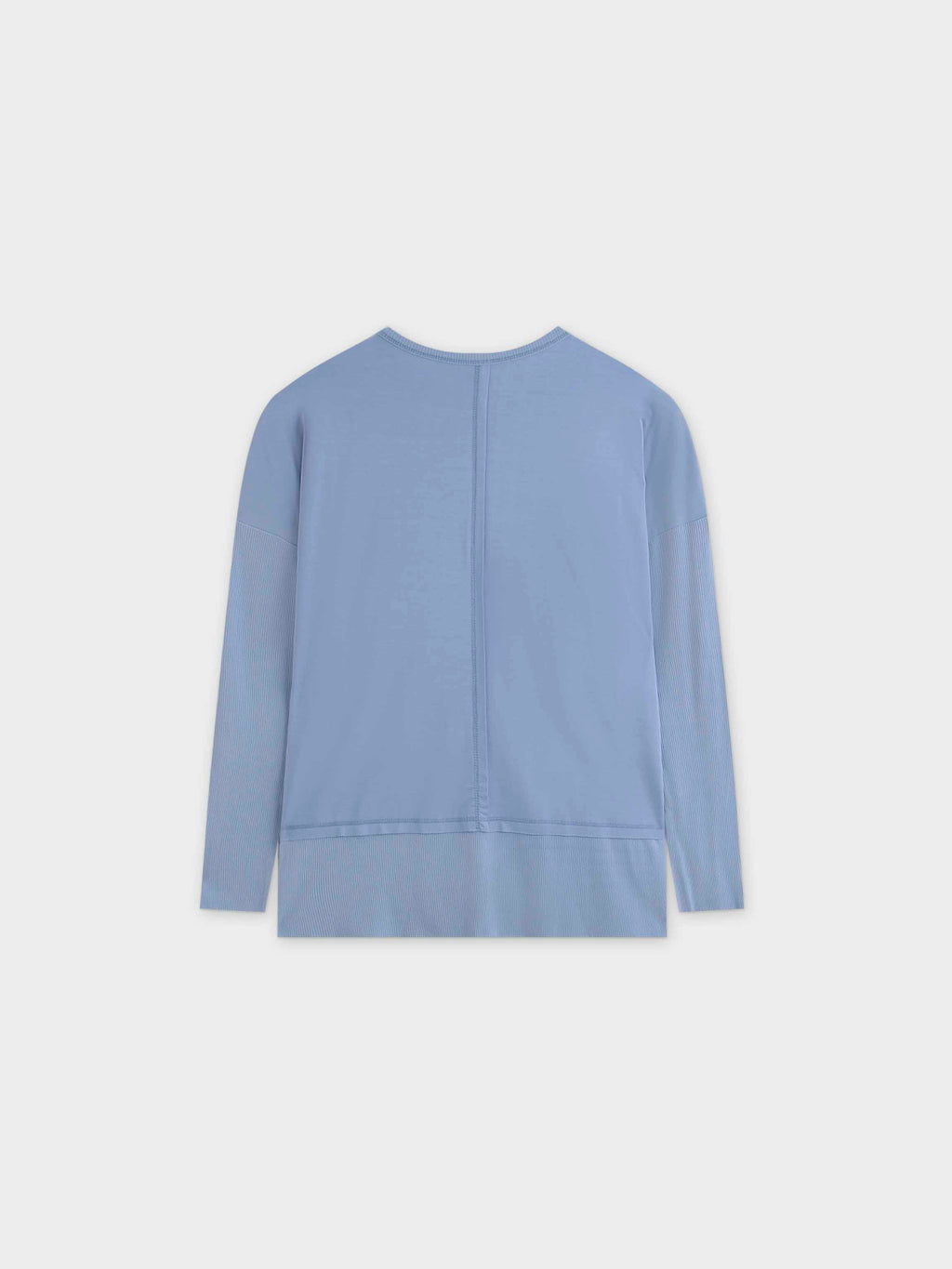 RIBBED BOTTOM T-SHIRT-LIGHT BLUE