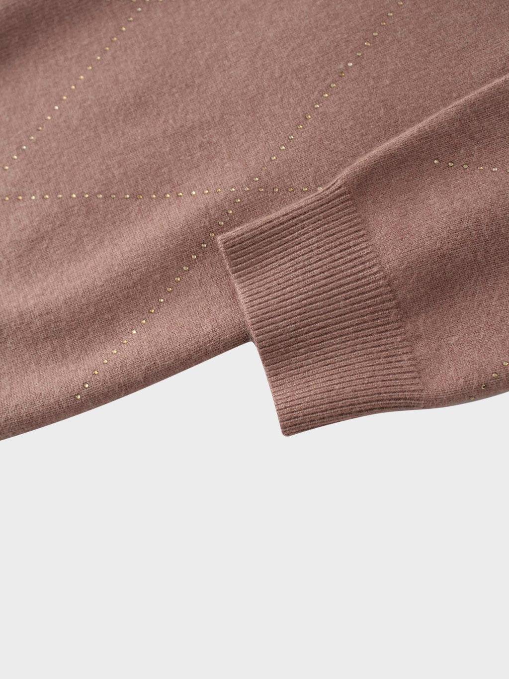 Diamond Stud Design Sweater-Mocha Mousse