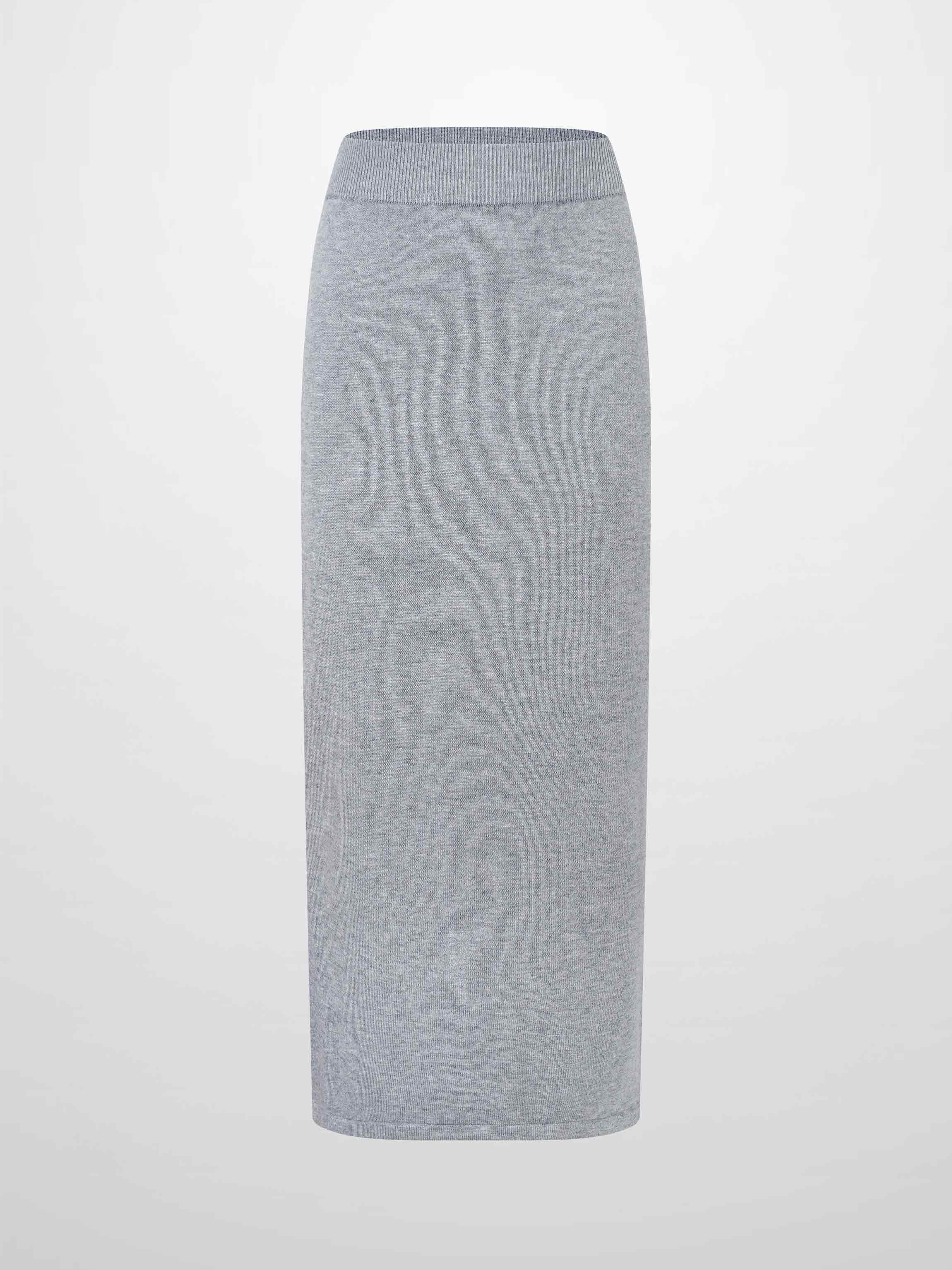 Side Zipper Straight Maxi Skirt-Grey