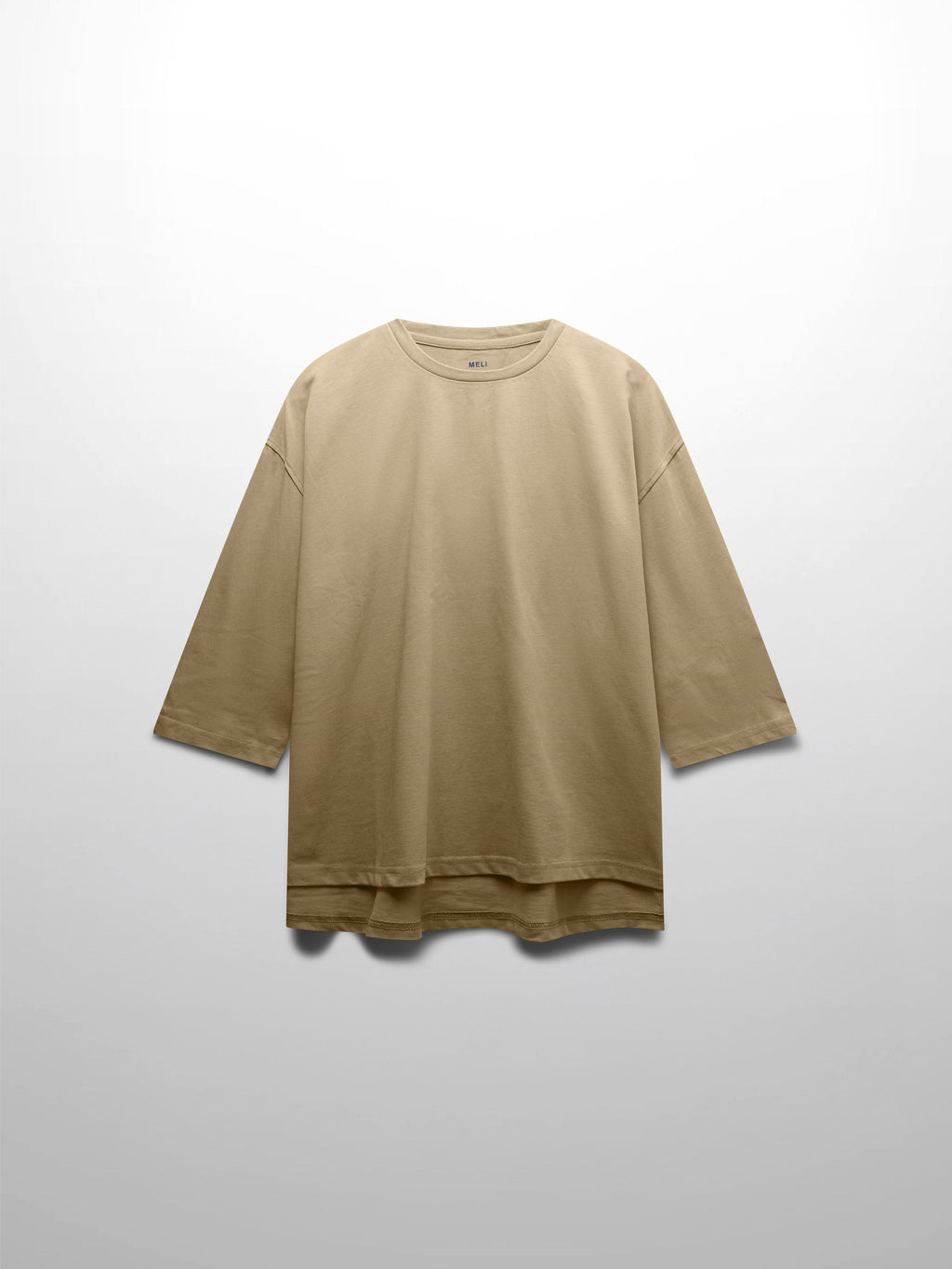 Oversized Boxy 3Q Sleeve Tee-Tan