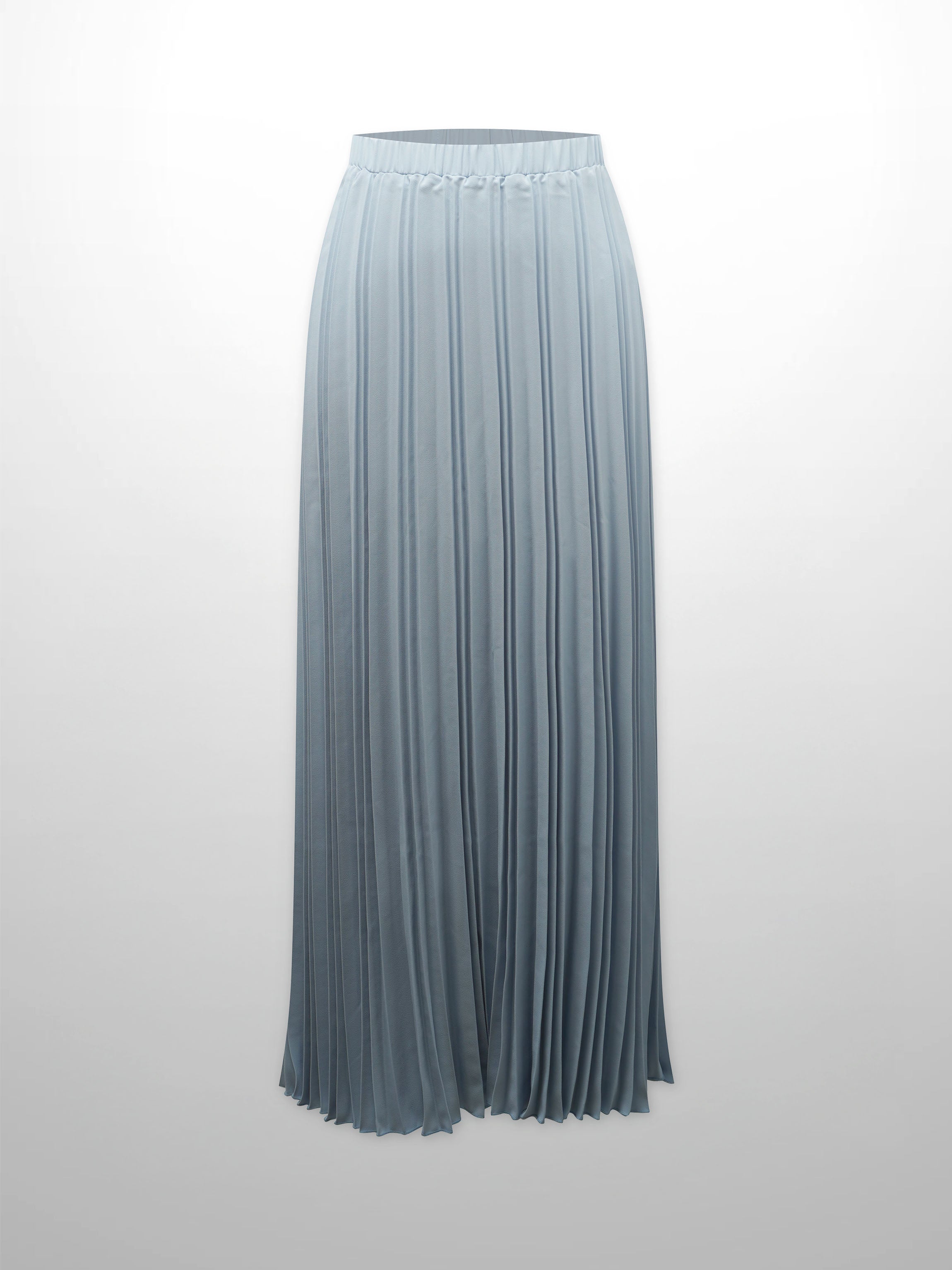 Crepe Pleated Maxi Skirt-Light Blue