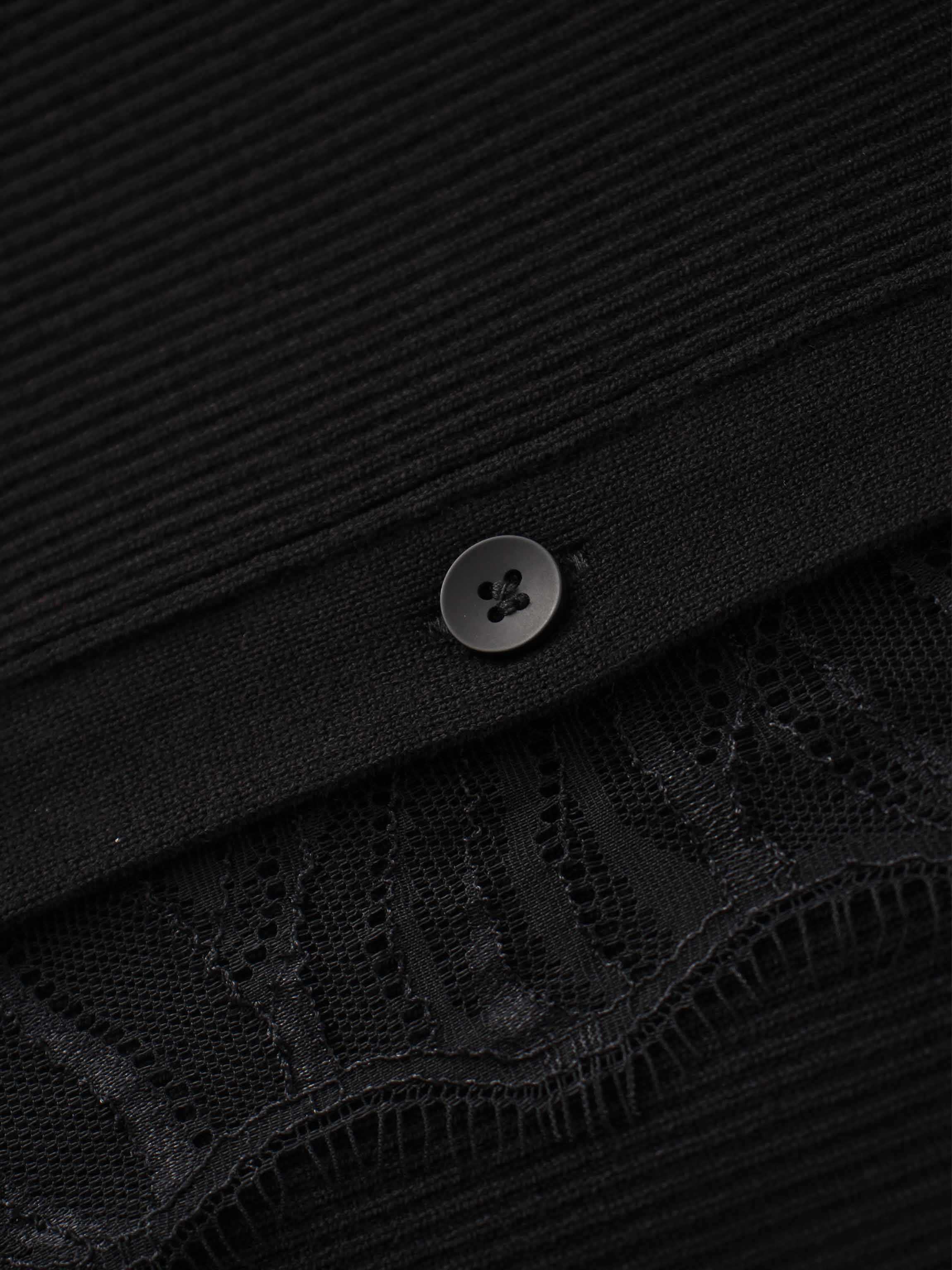 Lace Trimmed Sweater-Black