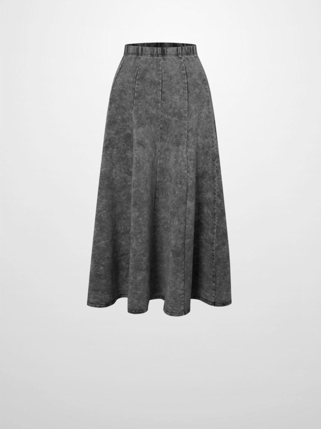 Paneled Flare Skirt 25"-Black Wash