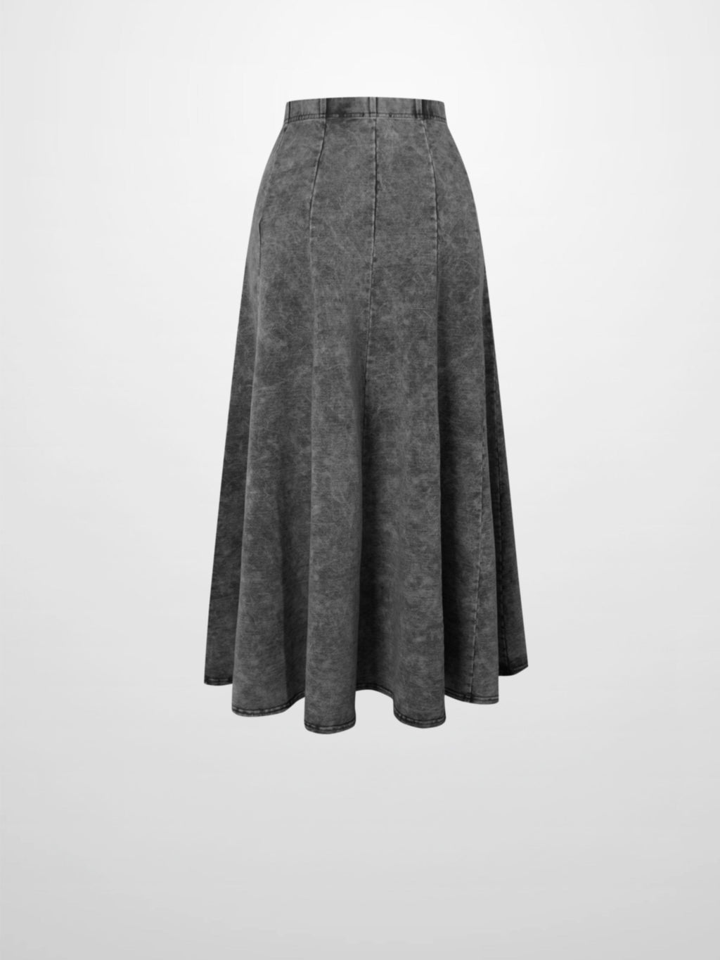 Paneled Flare Skirt 25"-Black Wash