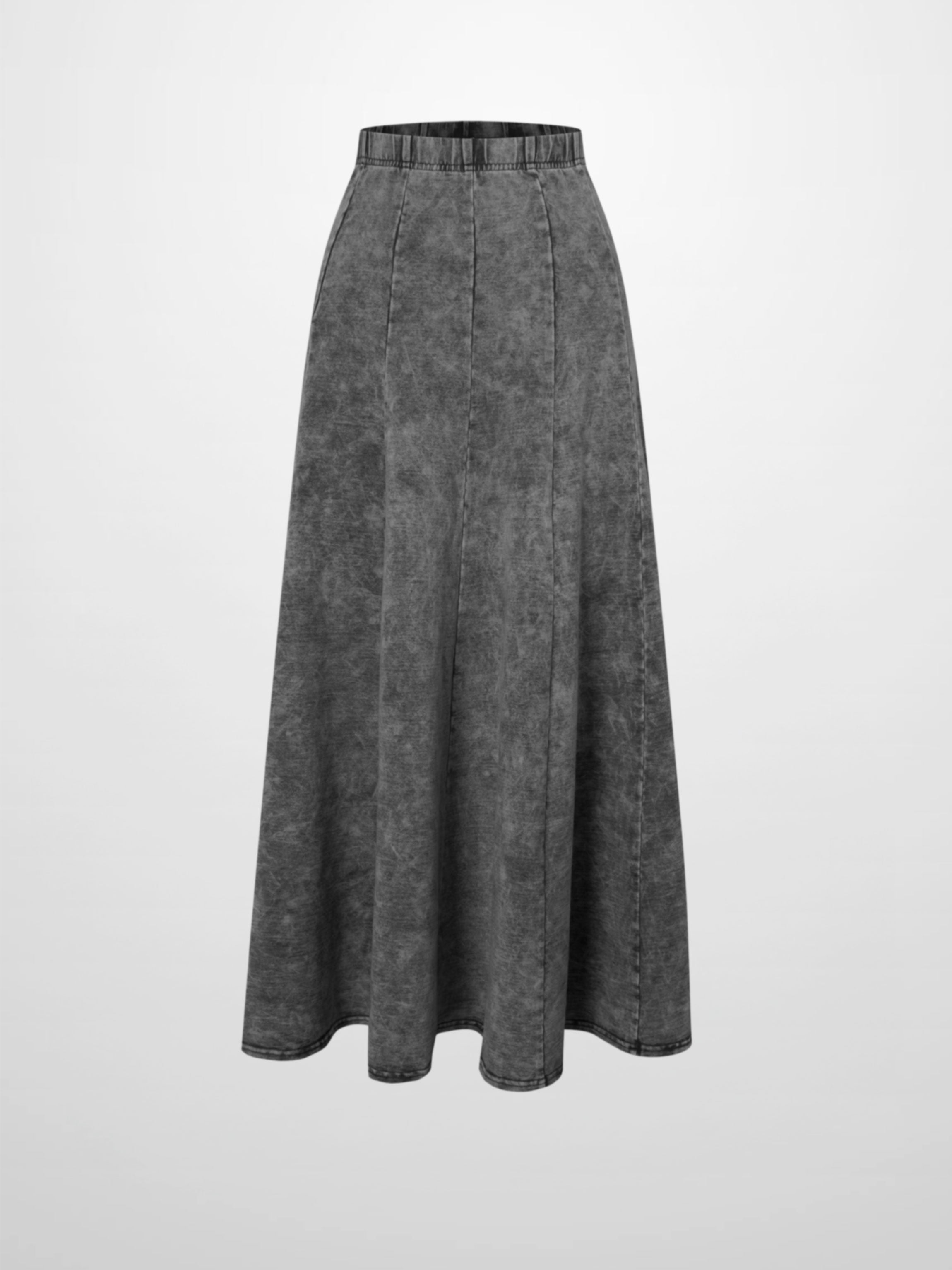 Paneled Flare Skirt 35"-Black Wash